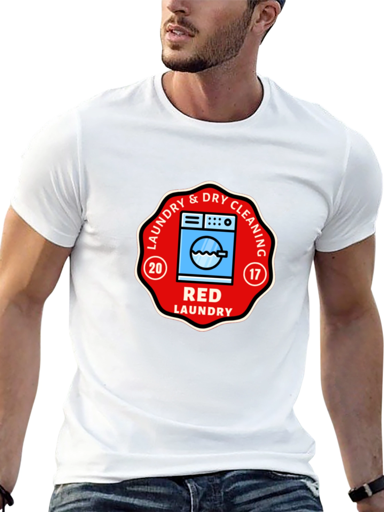 Red Laundry T-shirt - Dry Cleaning Service Apparel