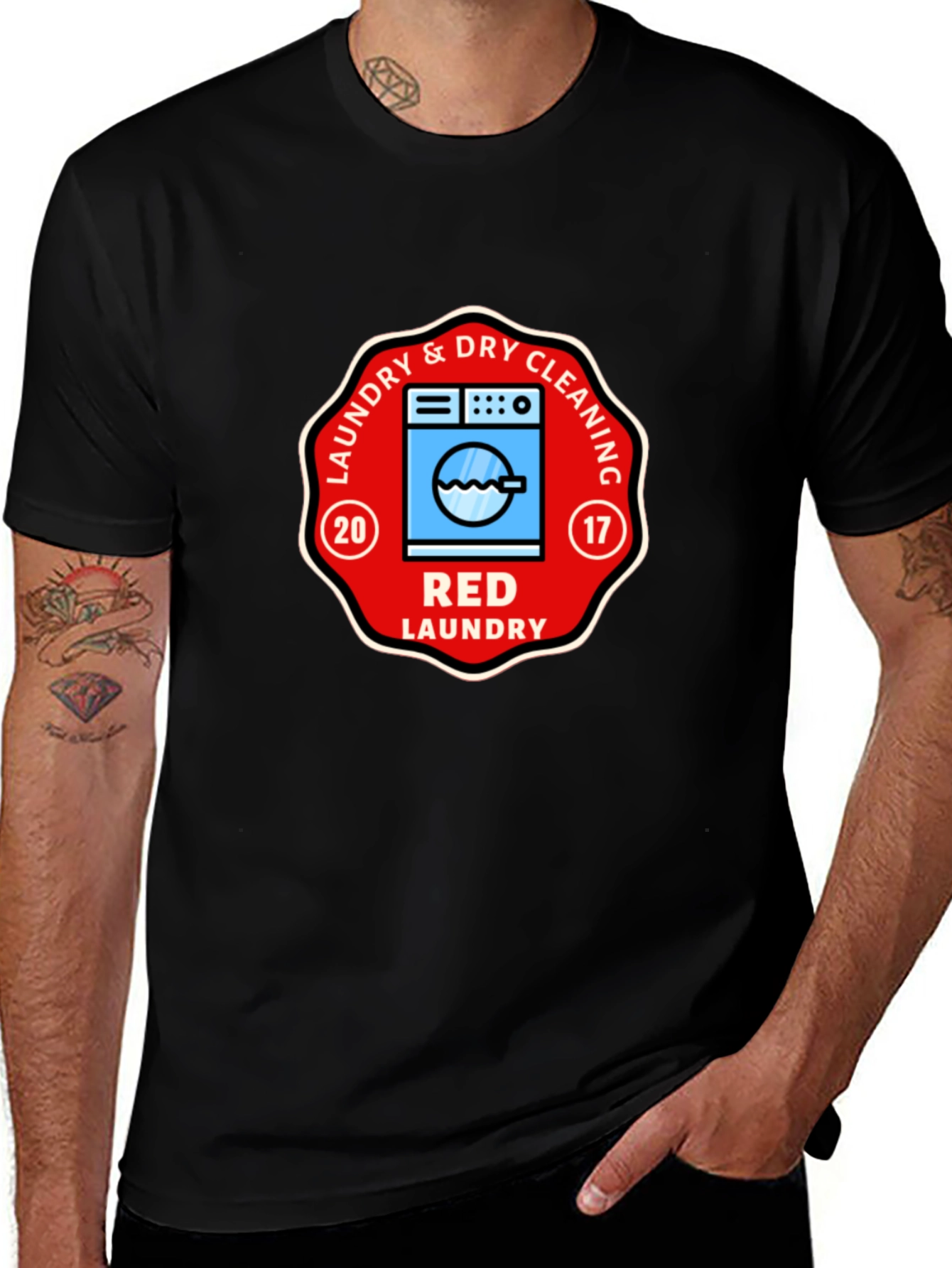 Red Laundry T-shirt - Dry Cleaning Service Apparel