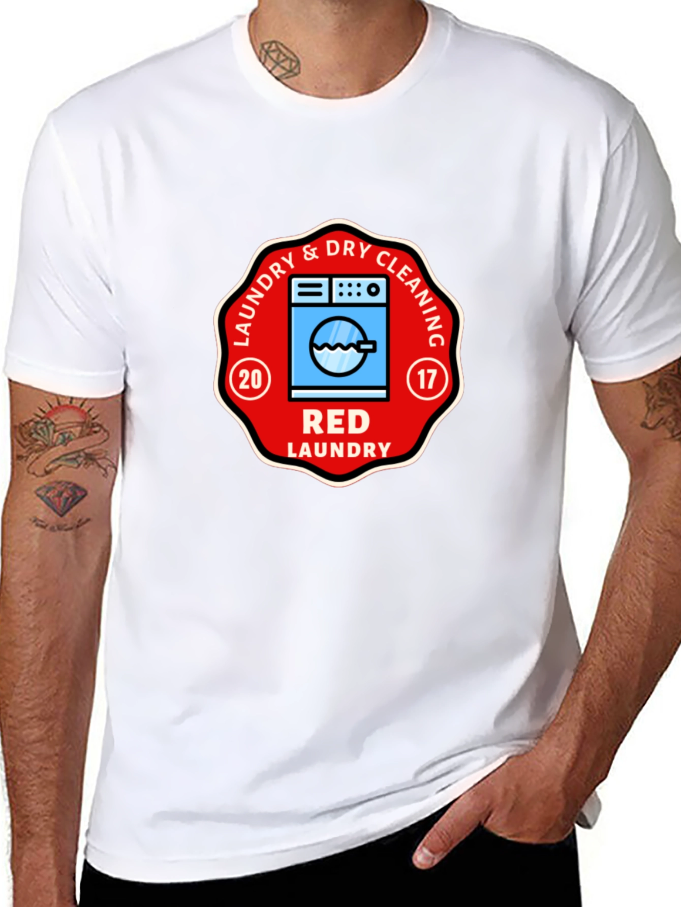 Red Laundry T-shirt - Dry Cleaning Service Apparel