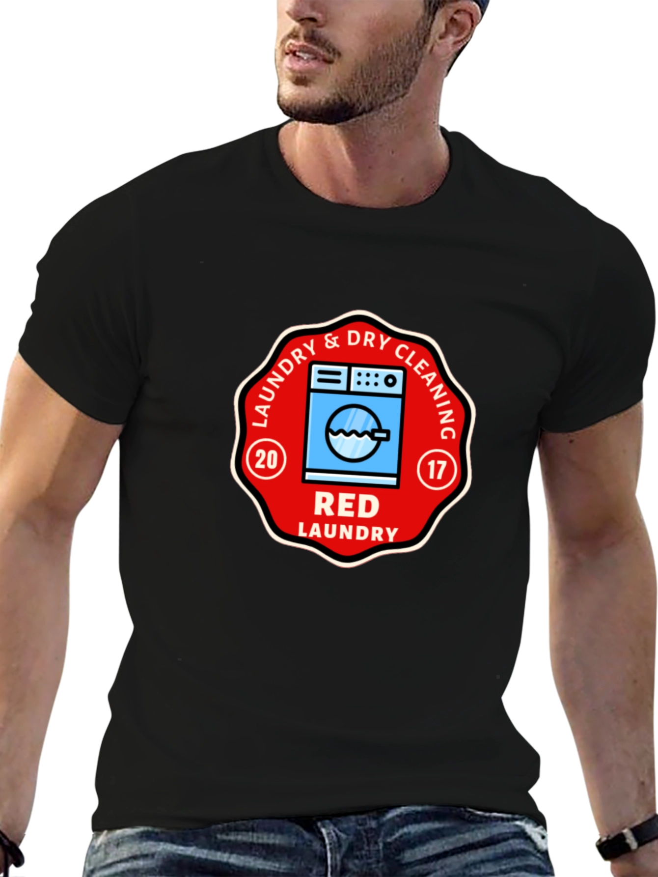 Red Laundry T-shirt - Dry Cleaning Service Apparel