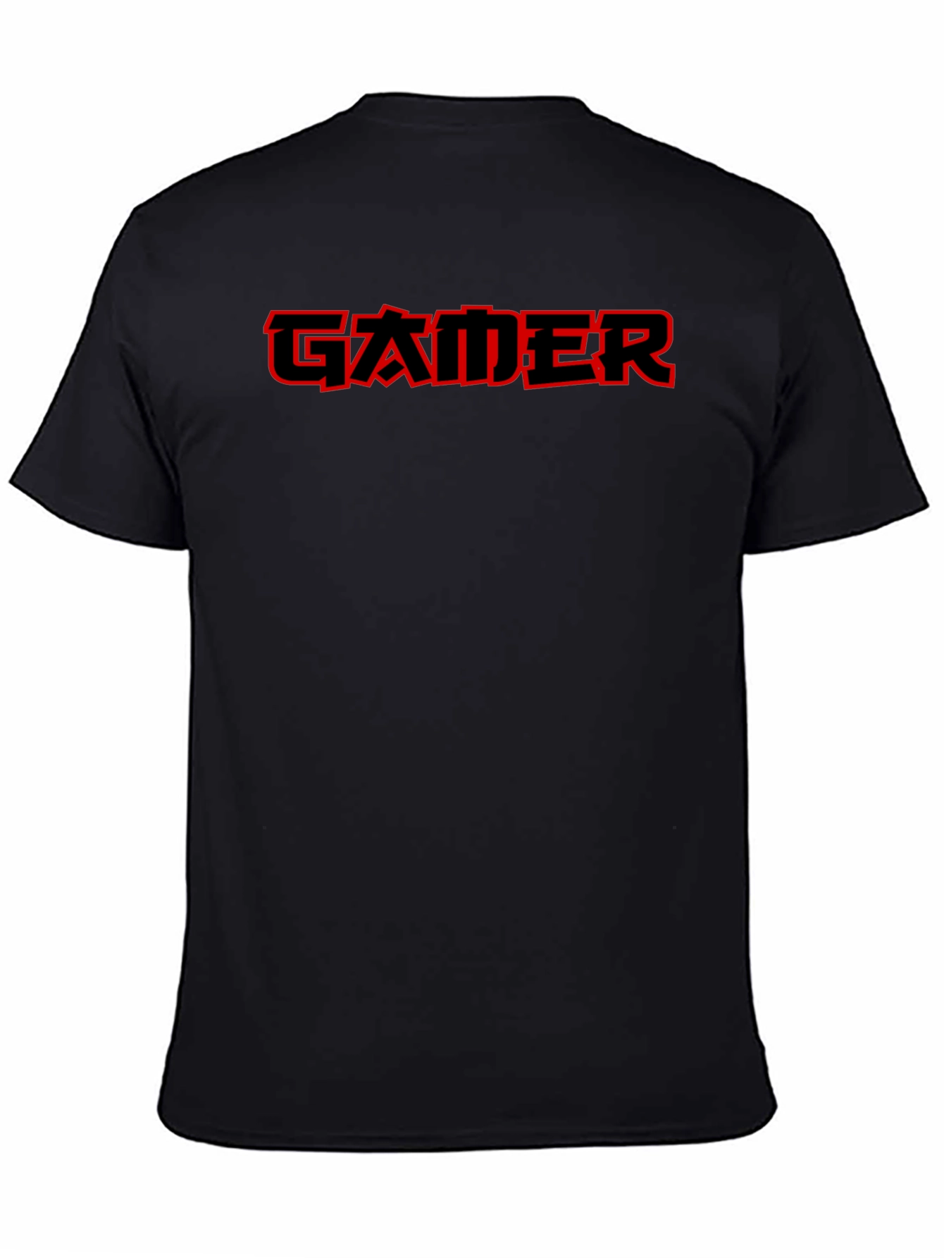 Red Gamer Tee - Black Cotton Casual T-Shirt