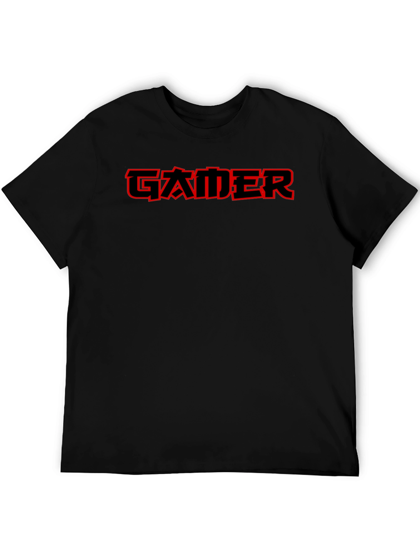 Red Gamer Tee - Black Cotton Casual T-Shirt
