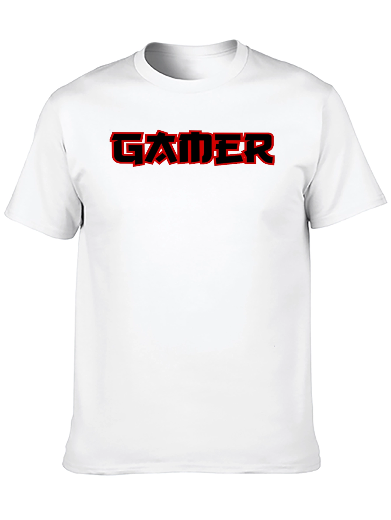 Red Gamer Tee - Black Cotton Casual T-Shirt