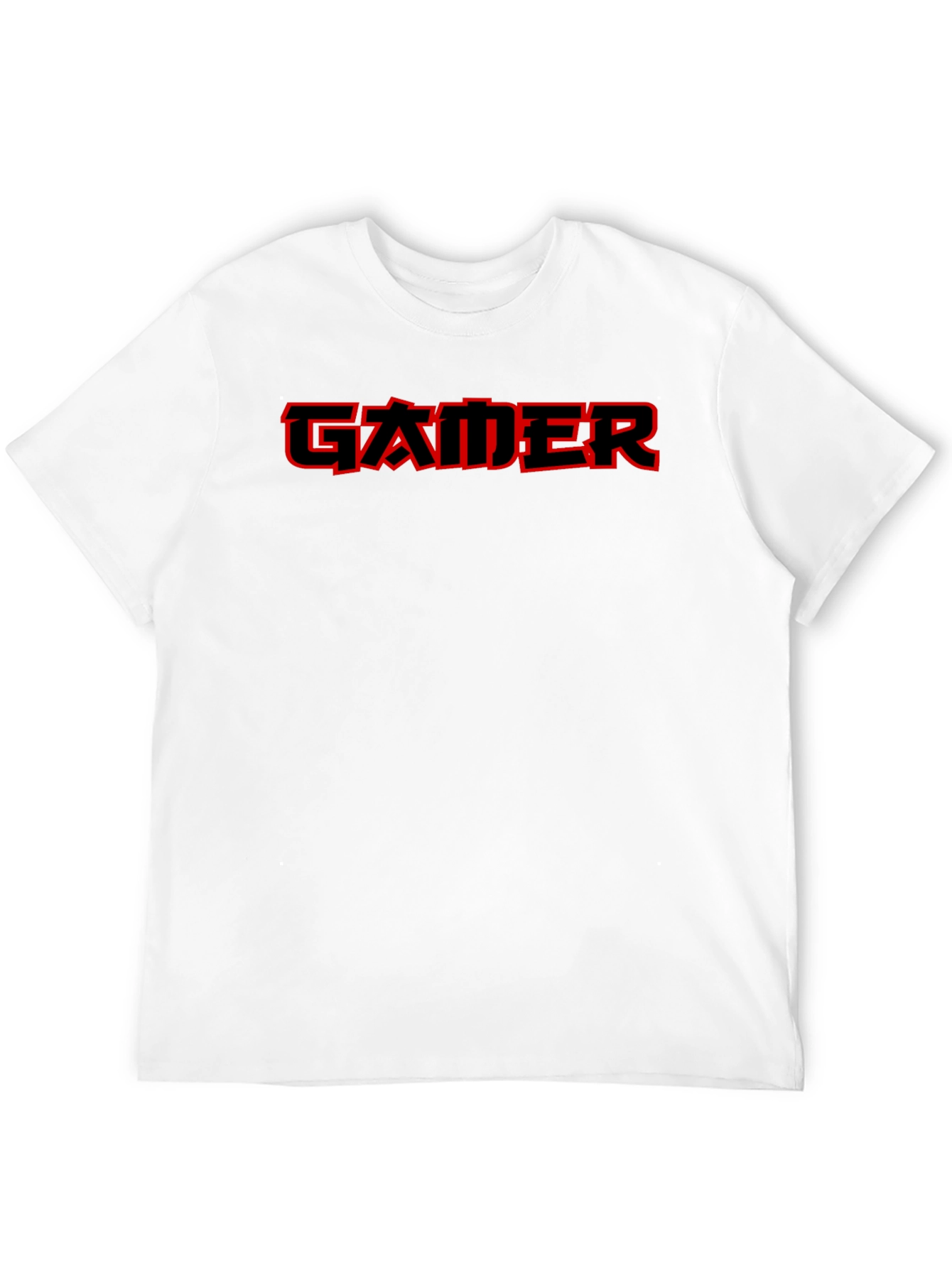 Red Gamer Tee - Black Cotton Casual T-Shirt
