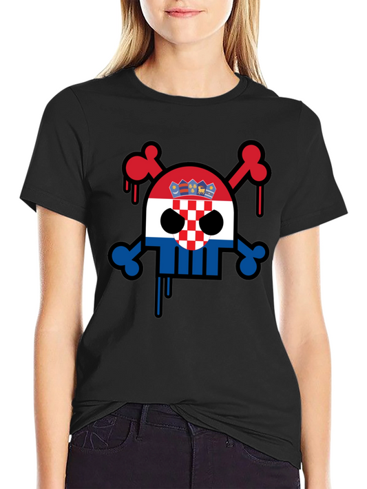 Croatian Flag Skull Graphic Tee