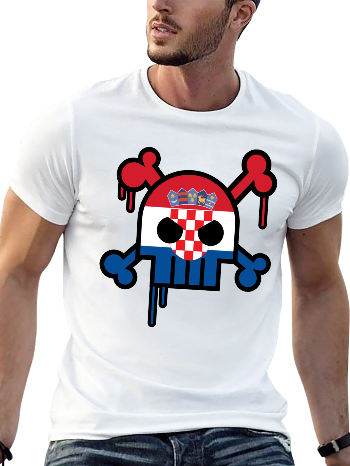 Croatian Flag Skull Graphic Tee