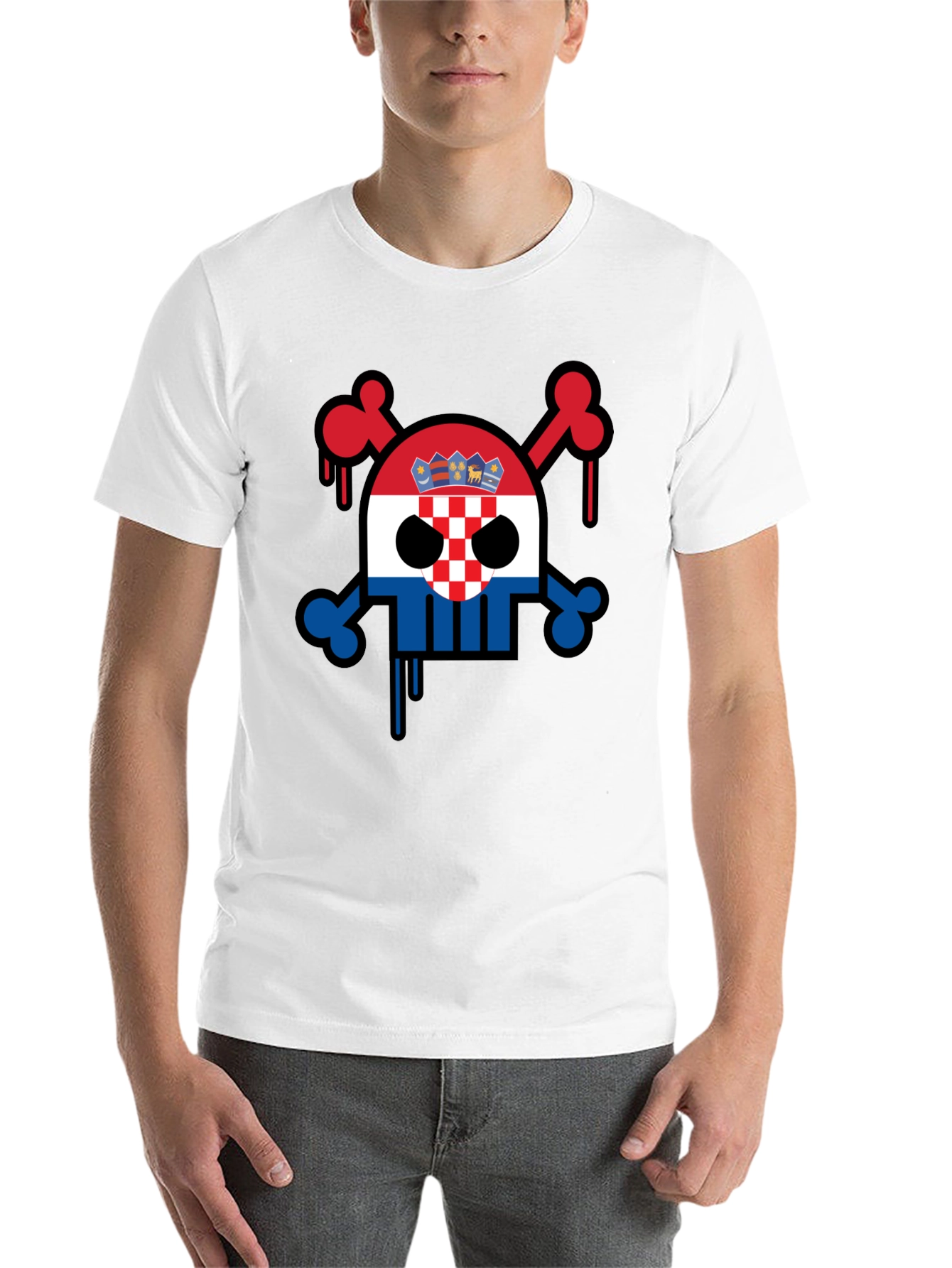Croatian Flag Skull Graphic Tee