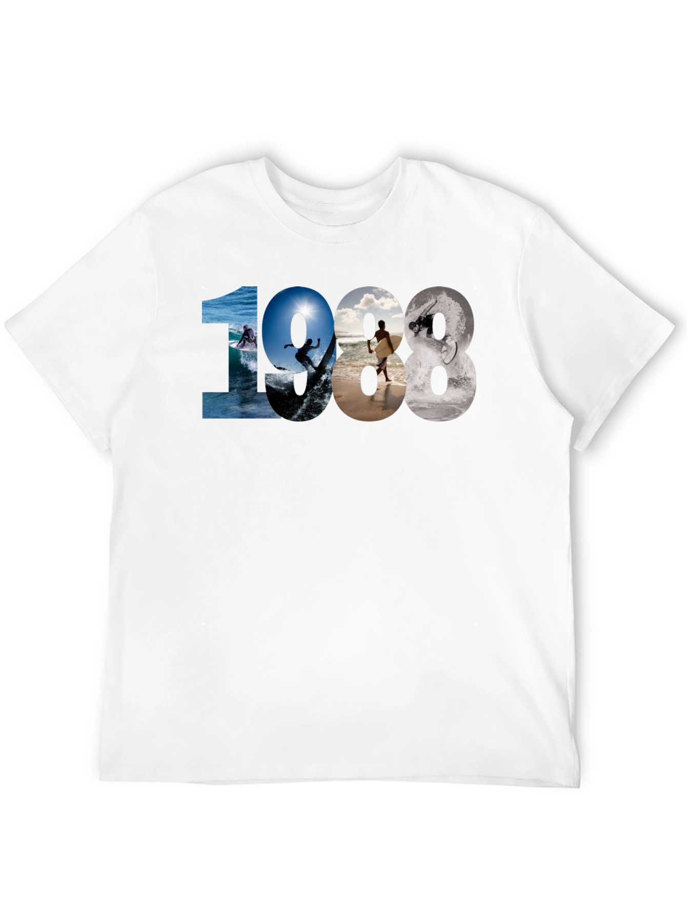 1988 Surfing Graphic Tee - Black Casual T-Shirt