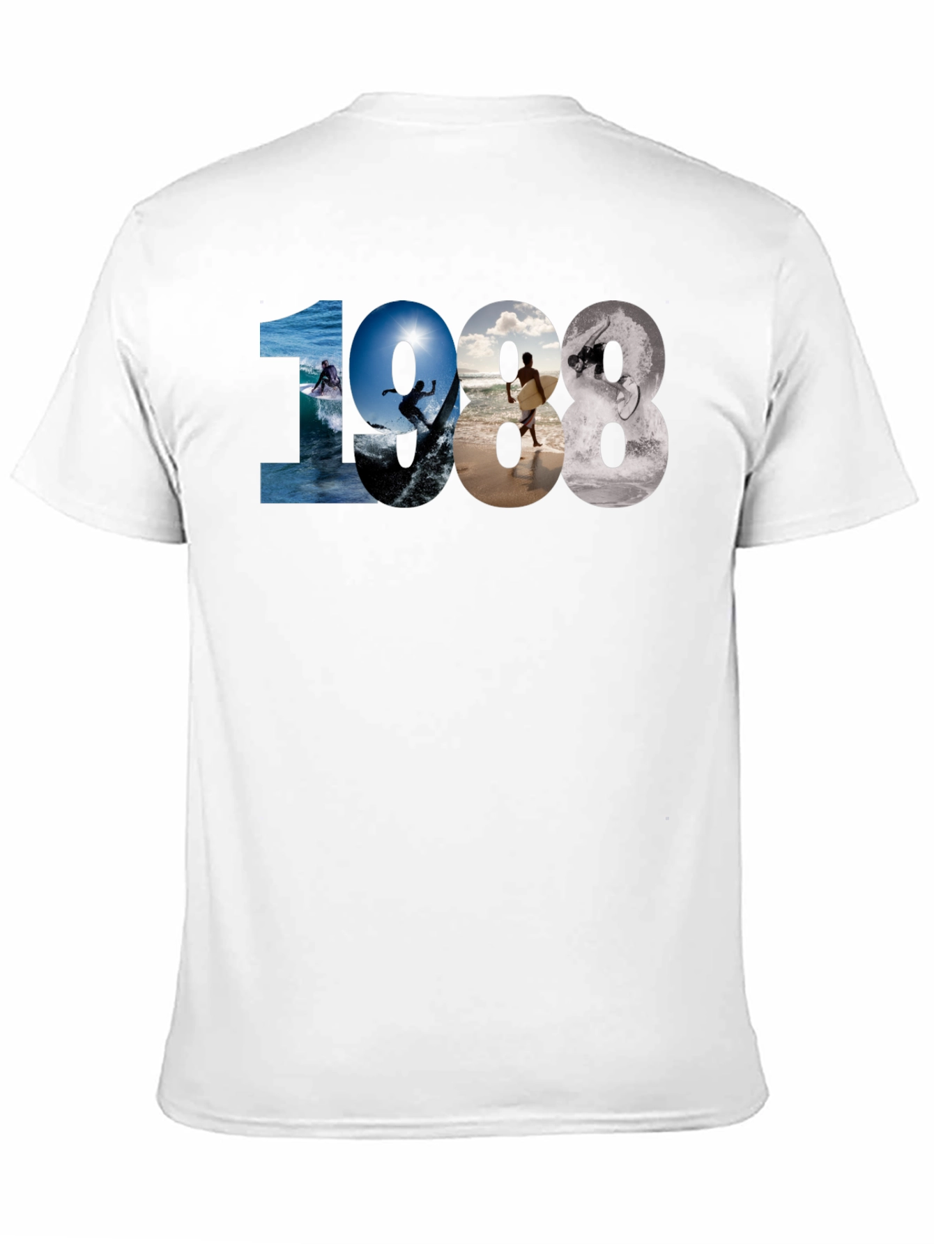 1988 Surfing Graphic Tee - Black Casual T-Shirt