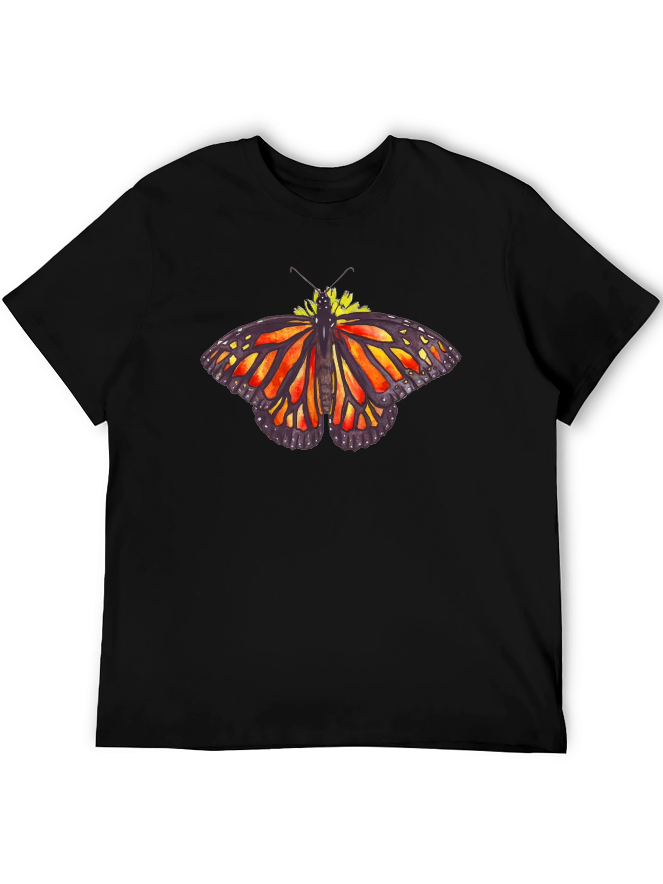 Butterfly Graphic Tee - Black Cotton Casual Shirt
