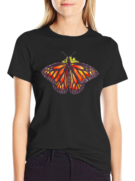 Butterfly Graphic Tee - Black Cotton Casual Shirt