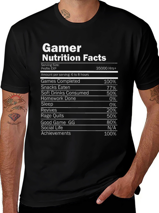 Gamer Nutrition Facts Novelty Graphic T-Shirt