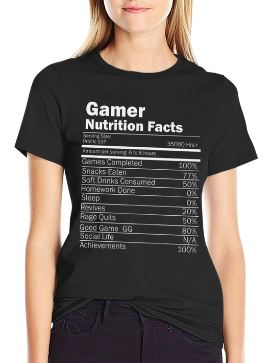 Gamer Nutrition Facts Novelty Graphic T-Shirt