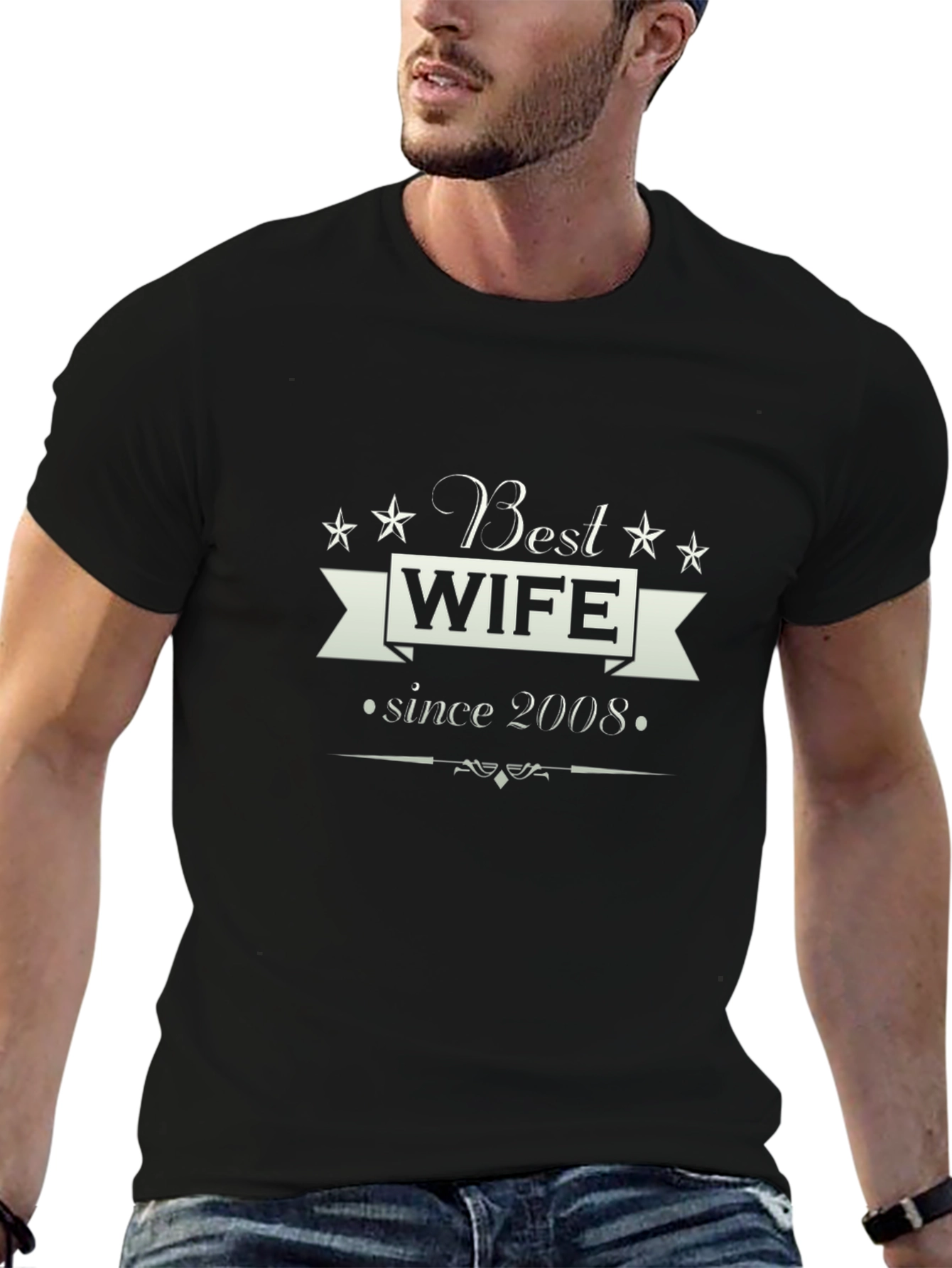 Best Wife Since 2008 Graphic Tee - Black