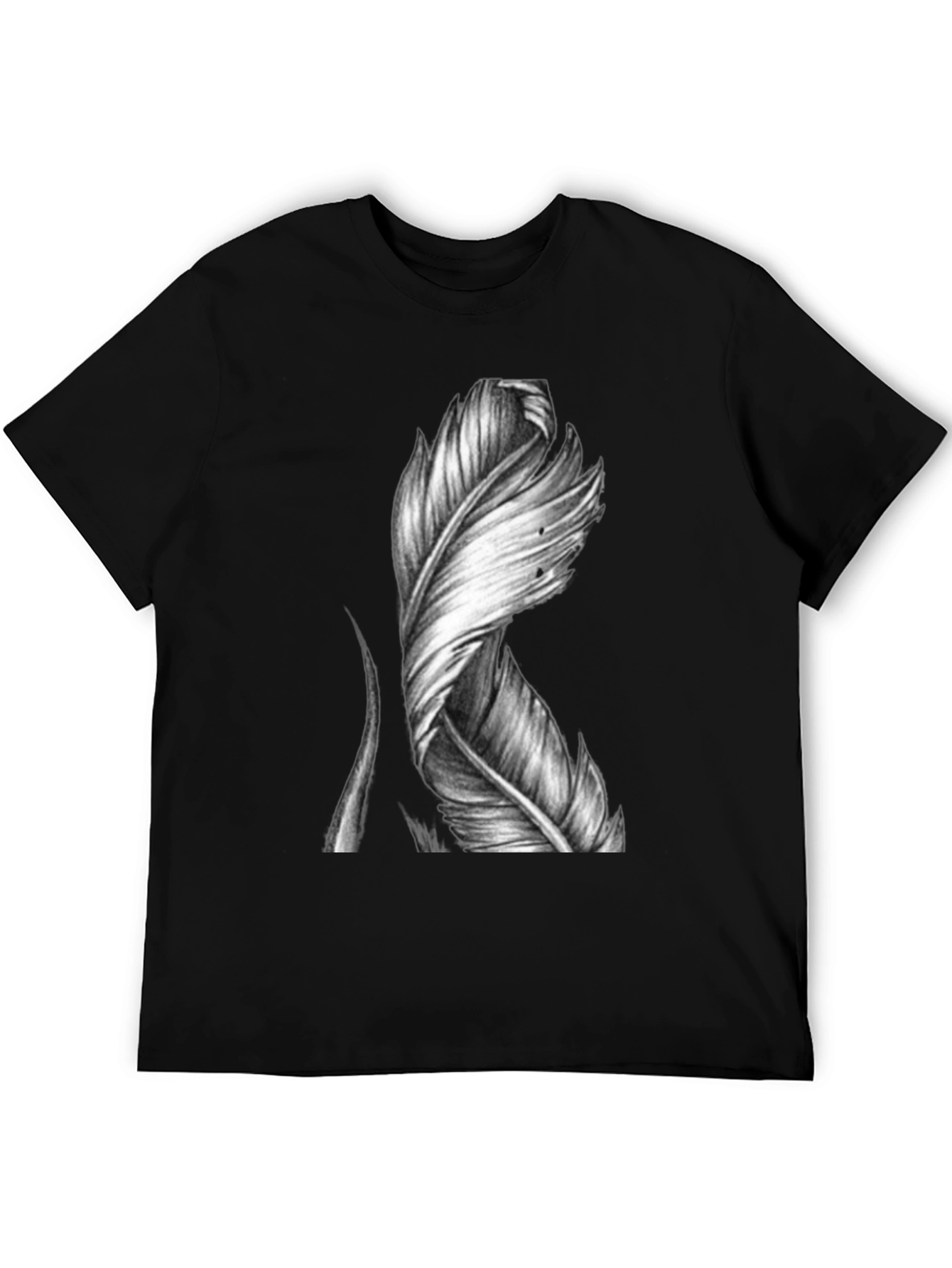 Feather Graphic Print Black T-Shirt