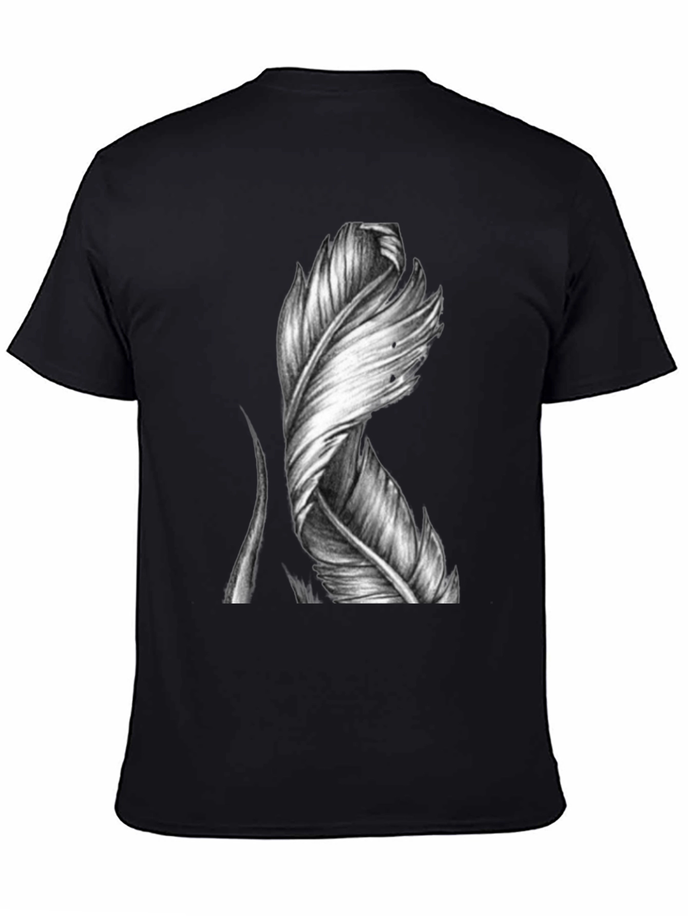 Feather Graphic Print Black T-Shirt