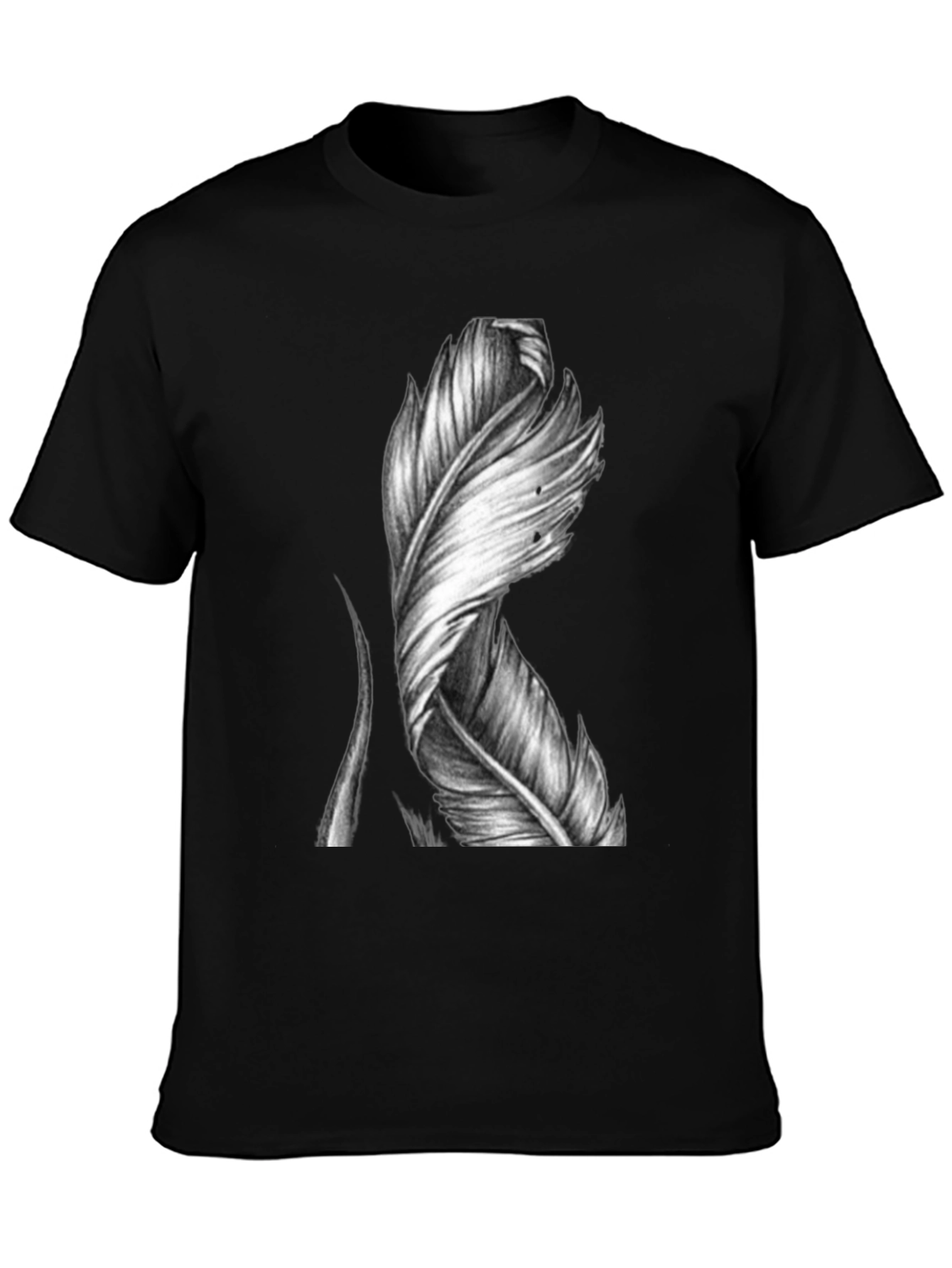 Feather Graphic Print Black T-Shirt