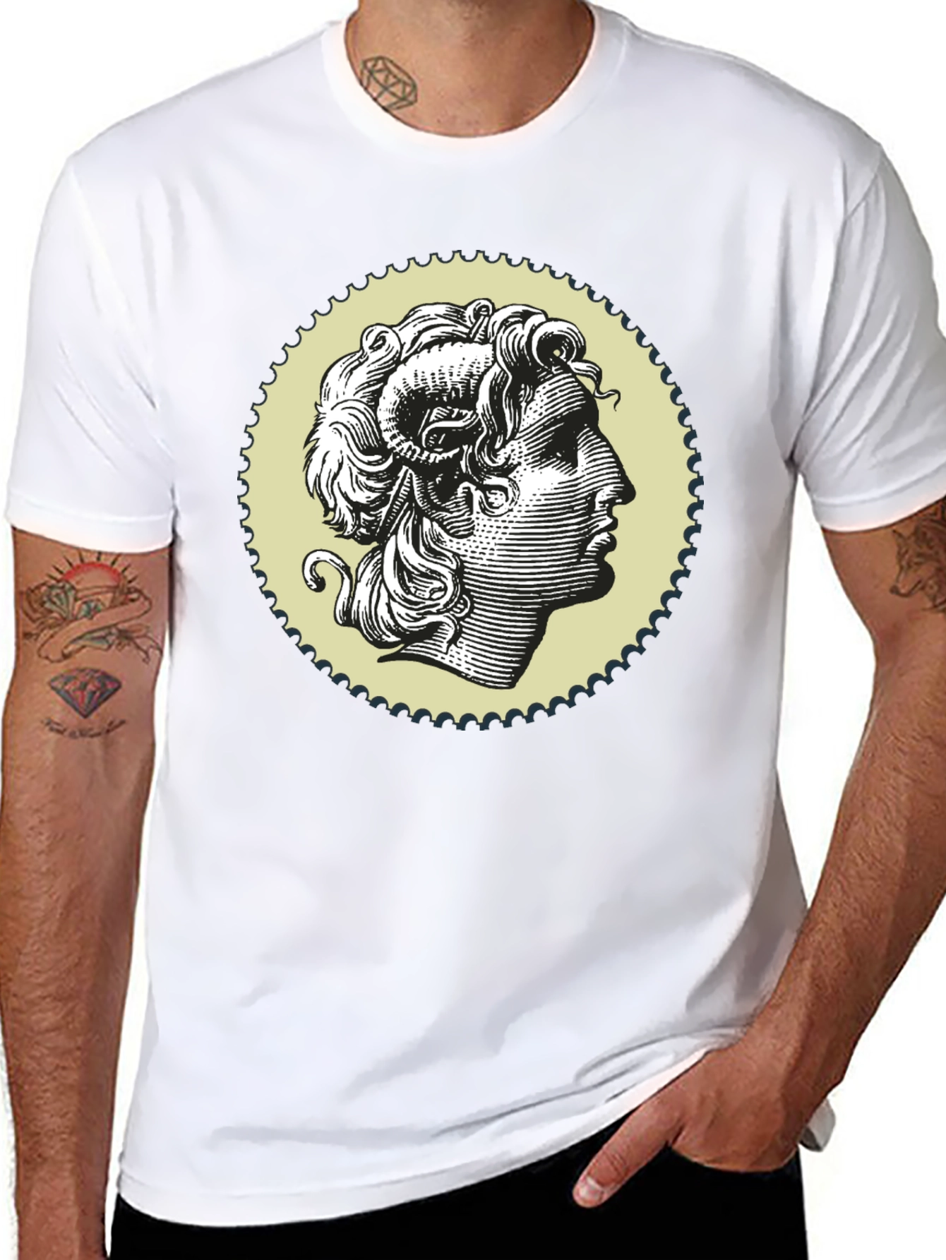 Ram Head Graphic Print Black T-Shirt