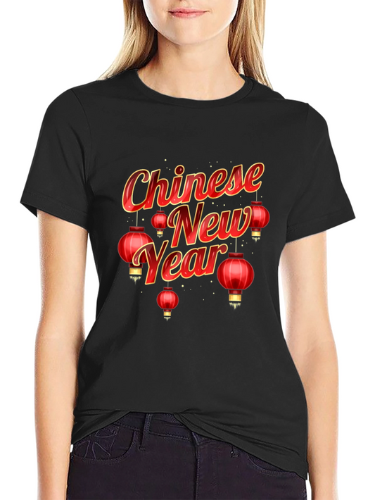 Chinese New Year Graphic Tee - Black Cotton Blend