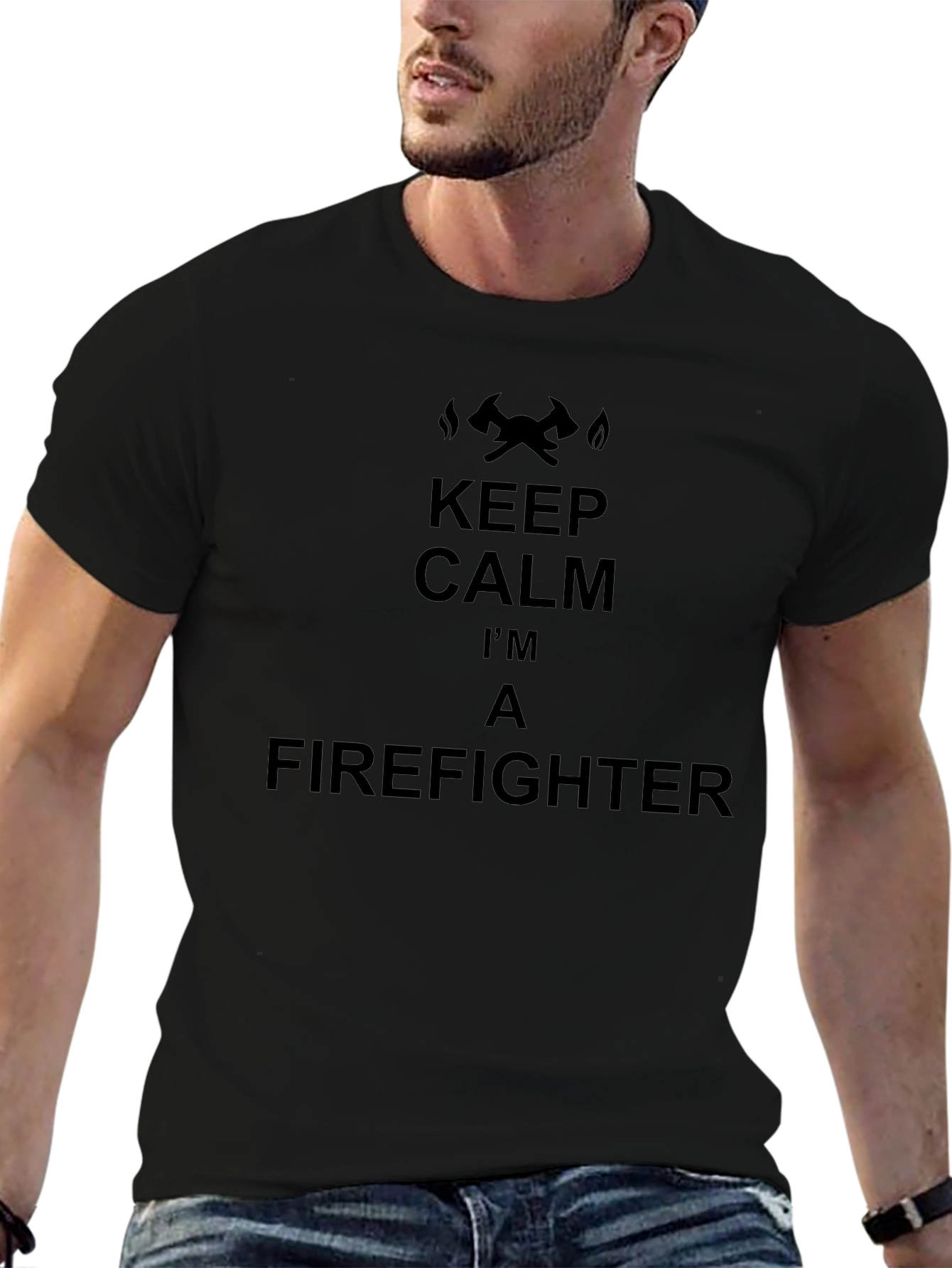 Keep Calm Im A Firefighter Black T-Shirt