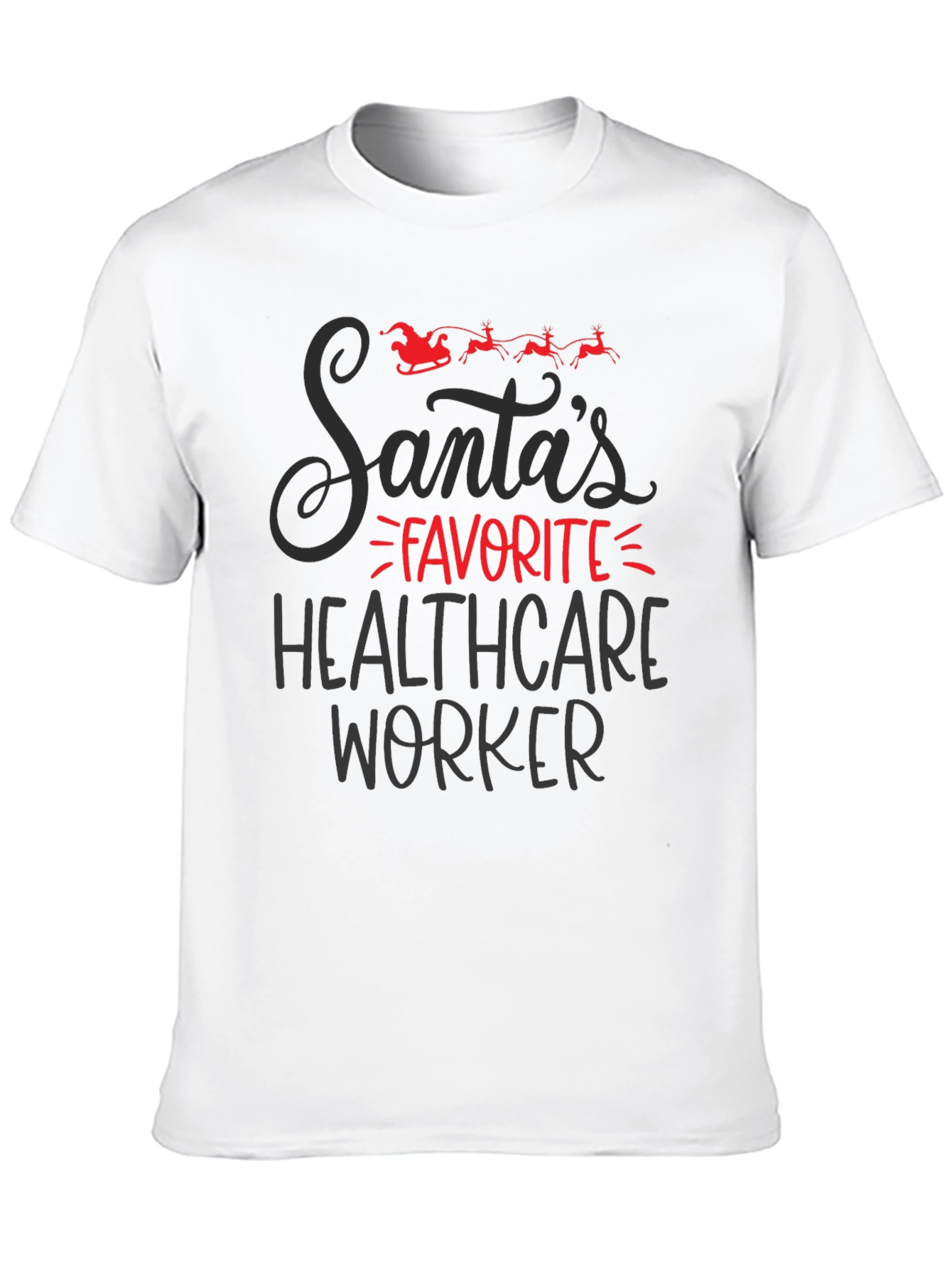 Santas Favorite Healthcare Worker Black T-Shirt