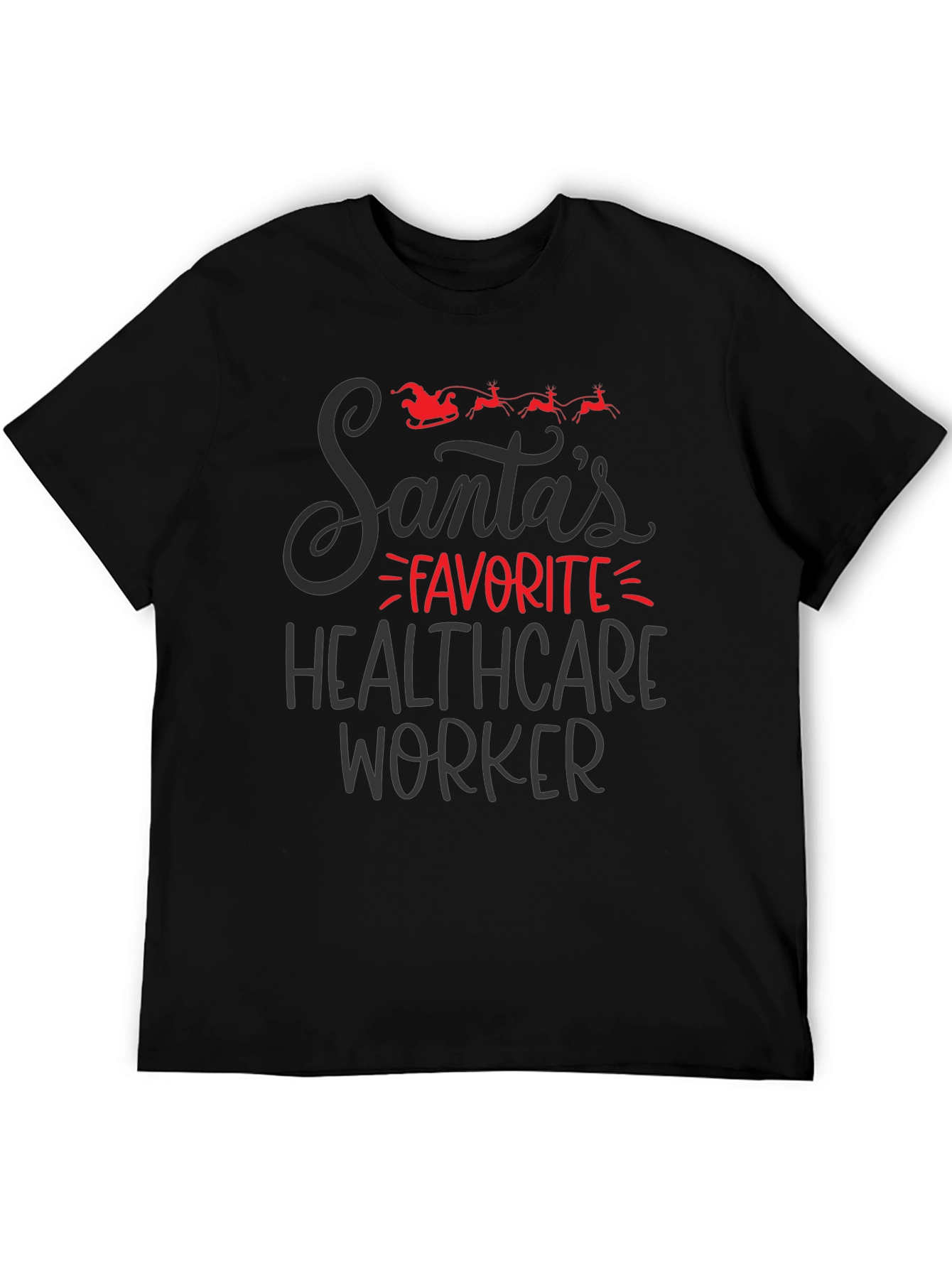 Santas Favorite Healthcare Worker Black T-Shirt