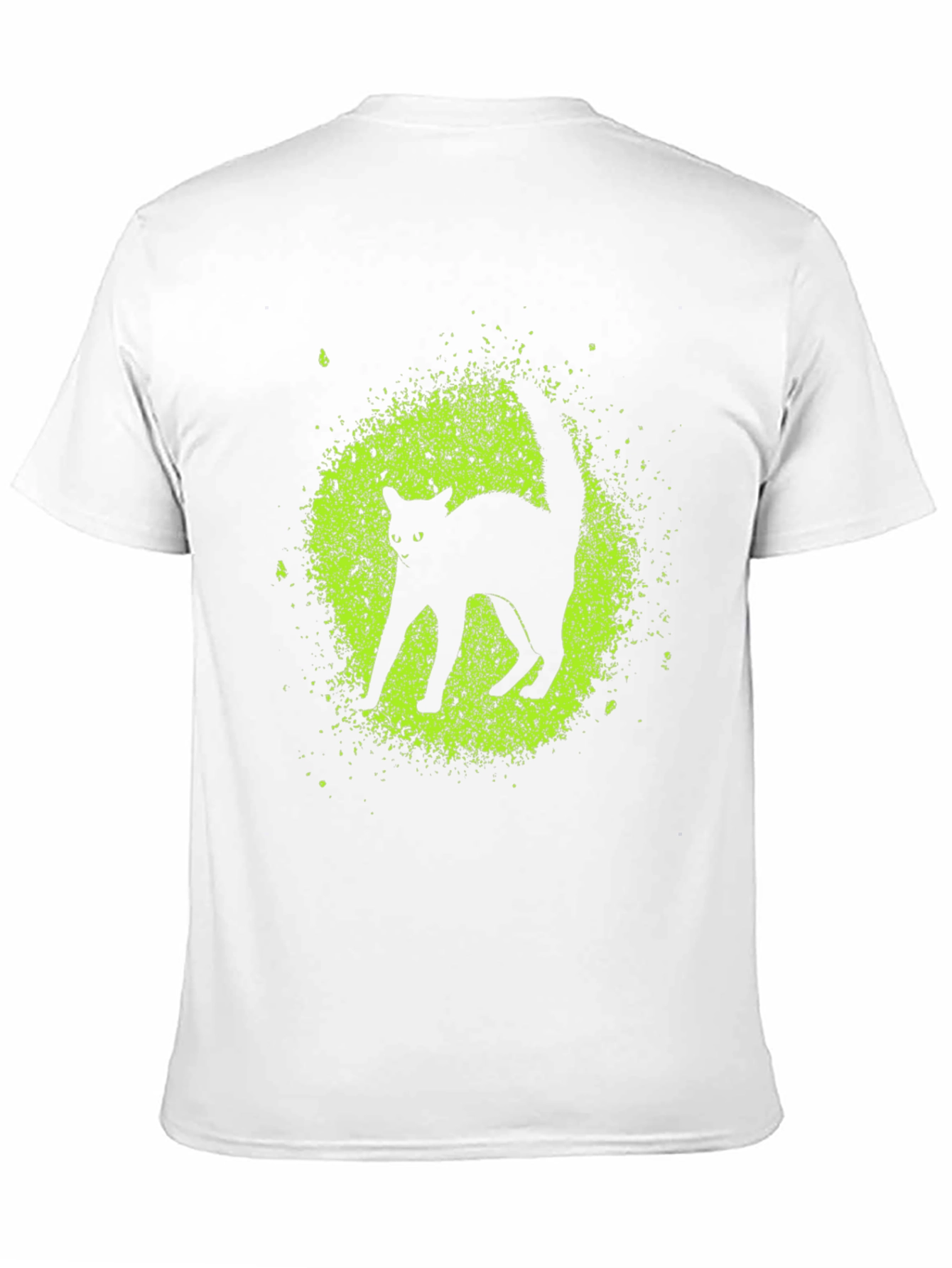 Black Cat Graphic Tee - Lime Green Splatter Design