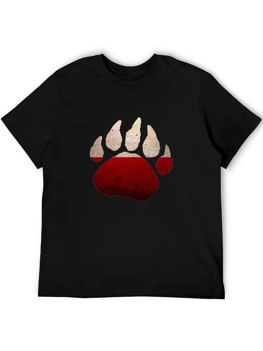 Bear Paw Print T-Shirt - Distressed Graphic Tee