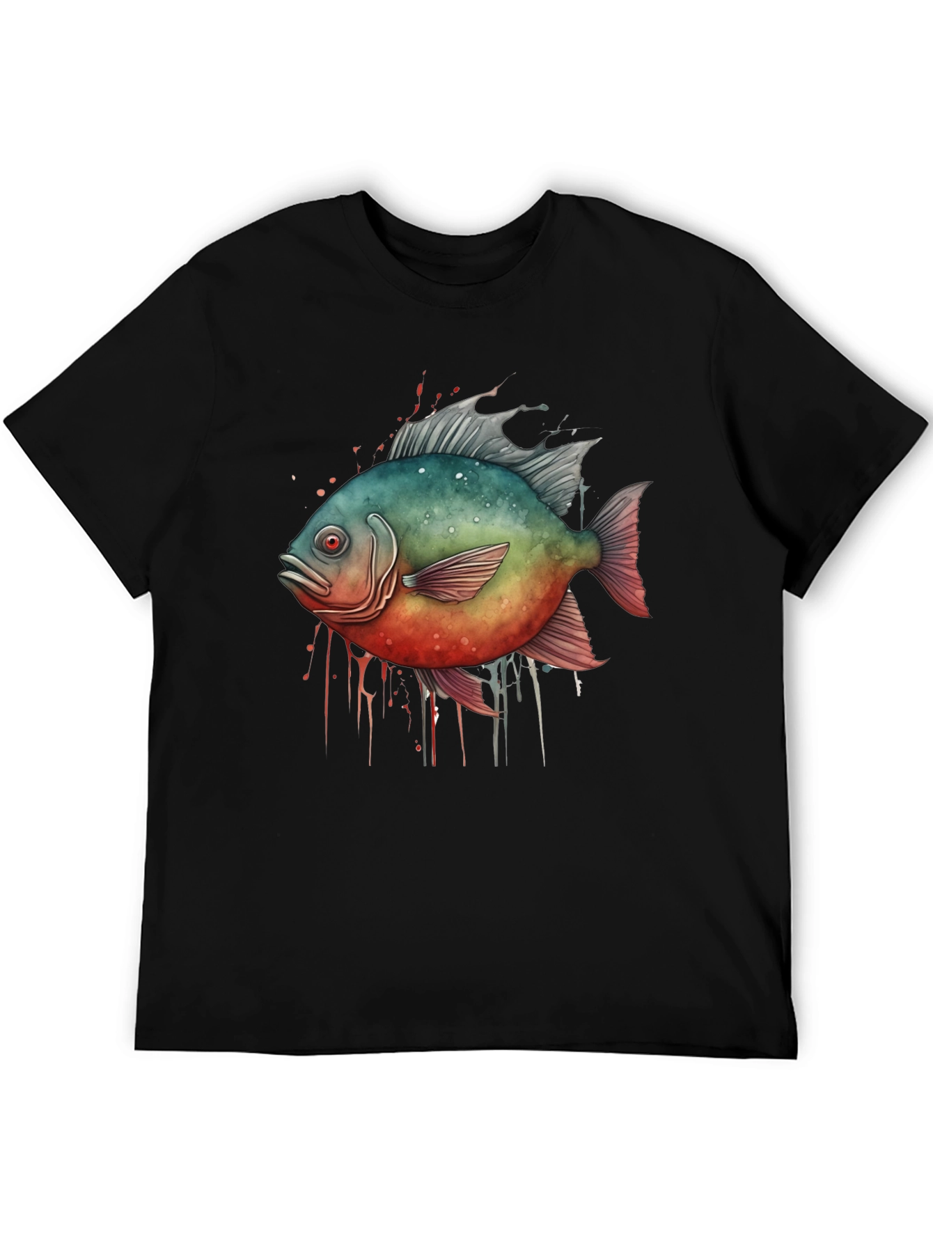 Piranha Fish Graphic Black T-Shirt