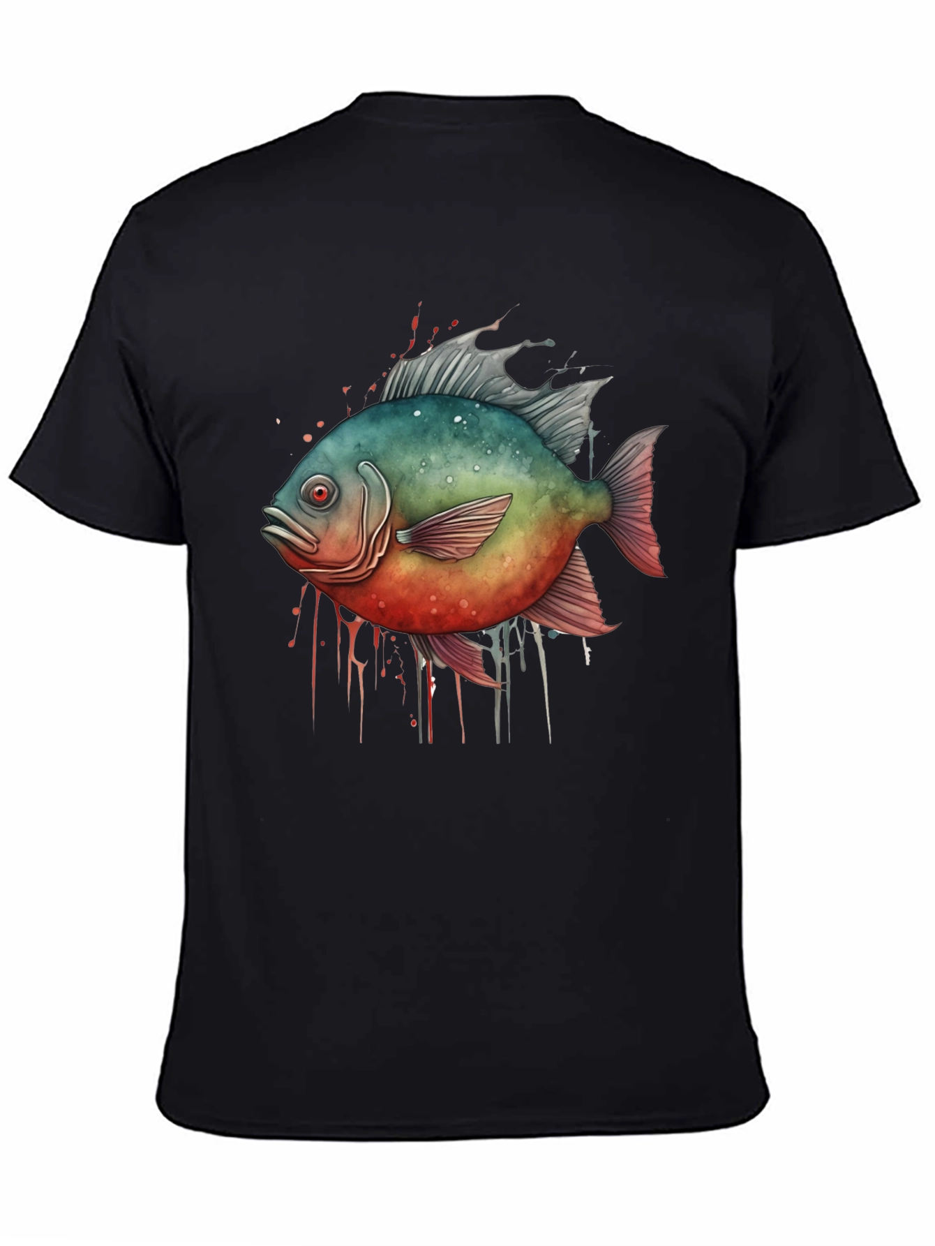 Piranha Fish Graphic Black T-Shirt