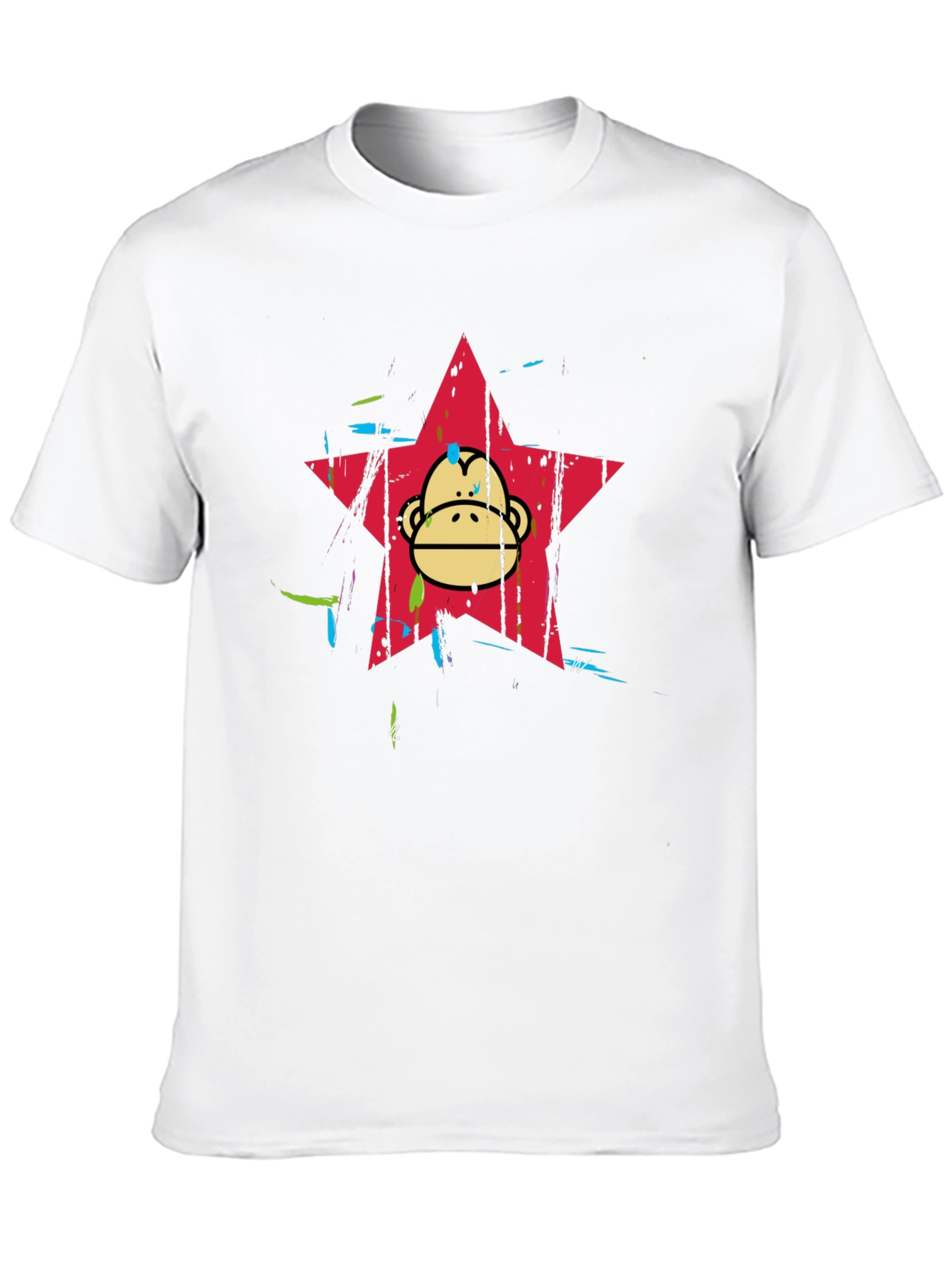 Funky Monkey Star Graphic Tee - Black Cotton Blend