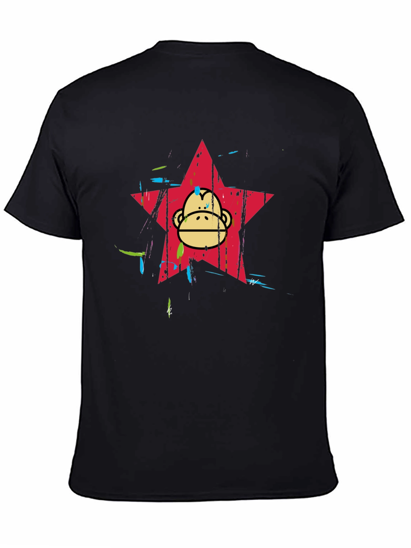 Funky Monkey Star Graphic Tee - Black Cotton Blend