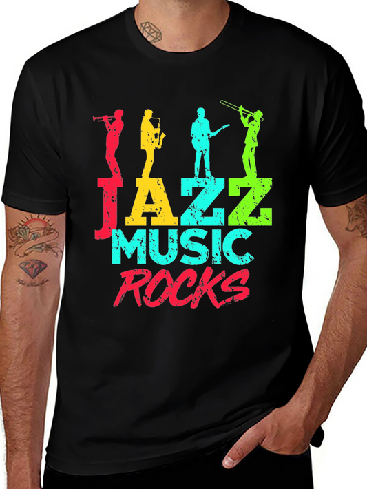 Jazz Music Rocks Graphic Tee - Black