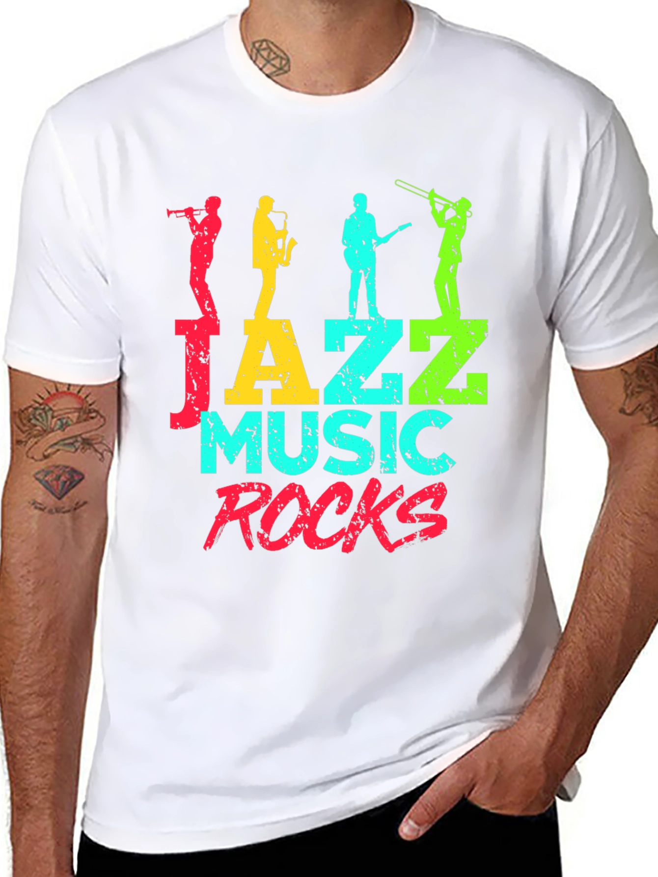 Jazz Music Rocks Graphic Tee - Black