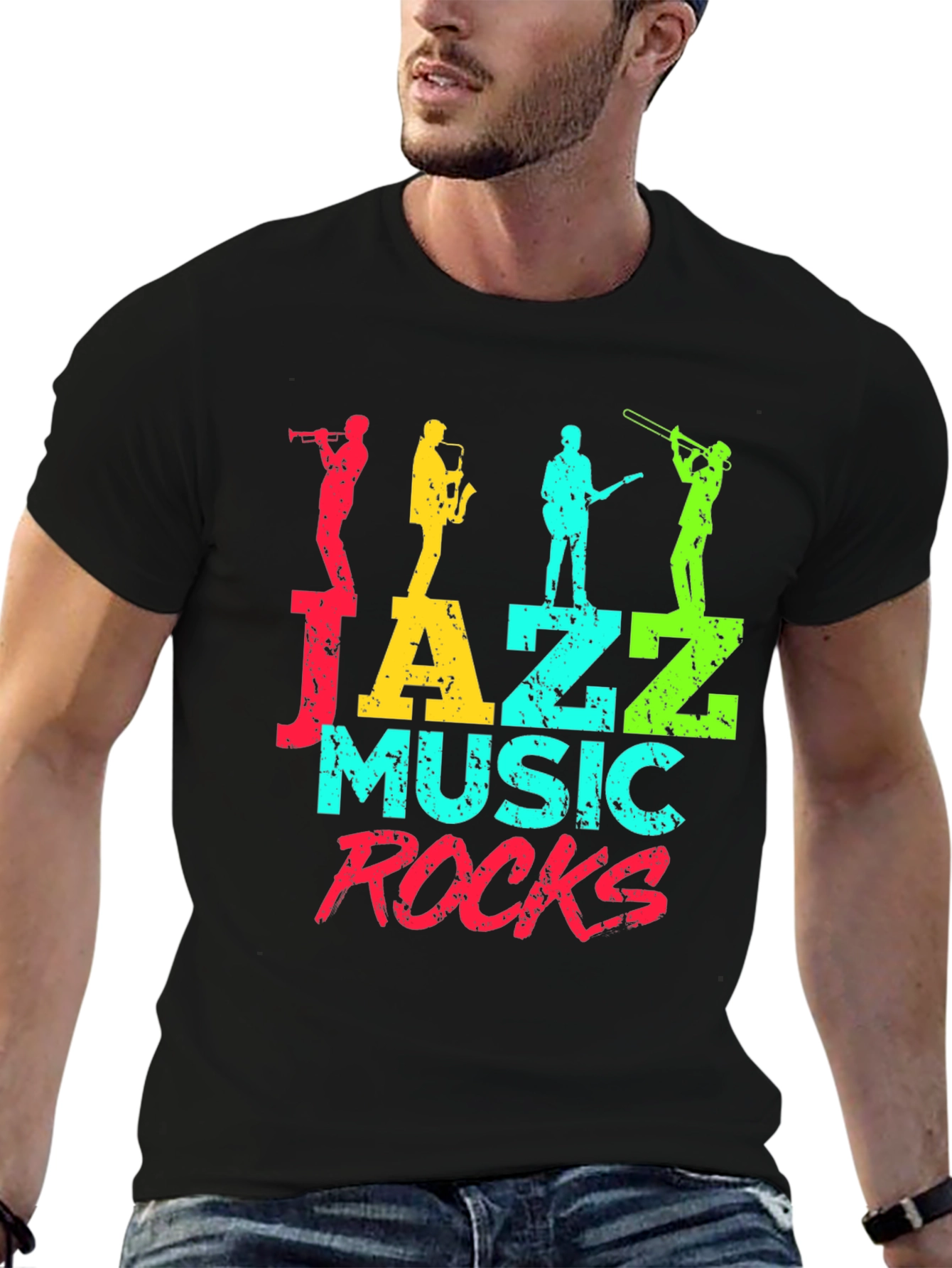 Jazz Music Rocks Graphic Tee - Black