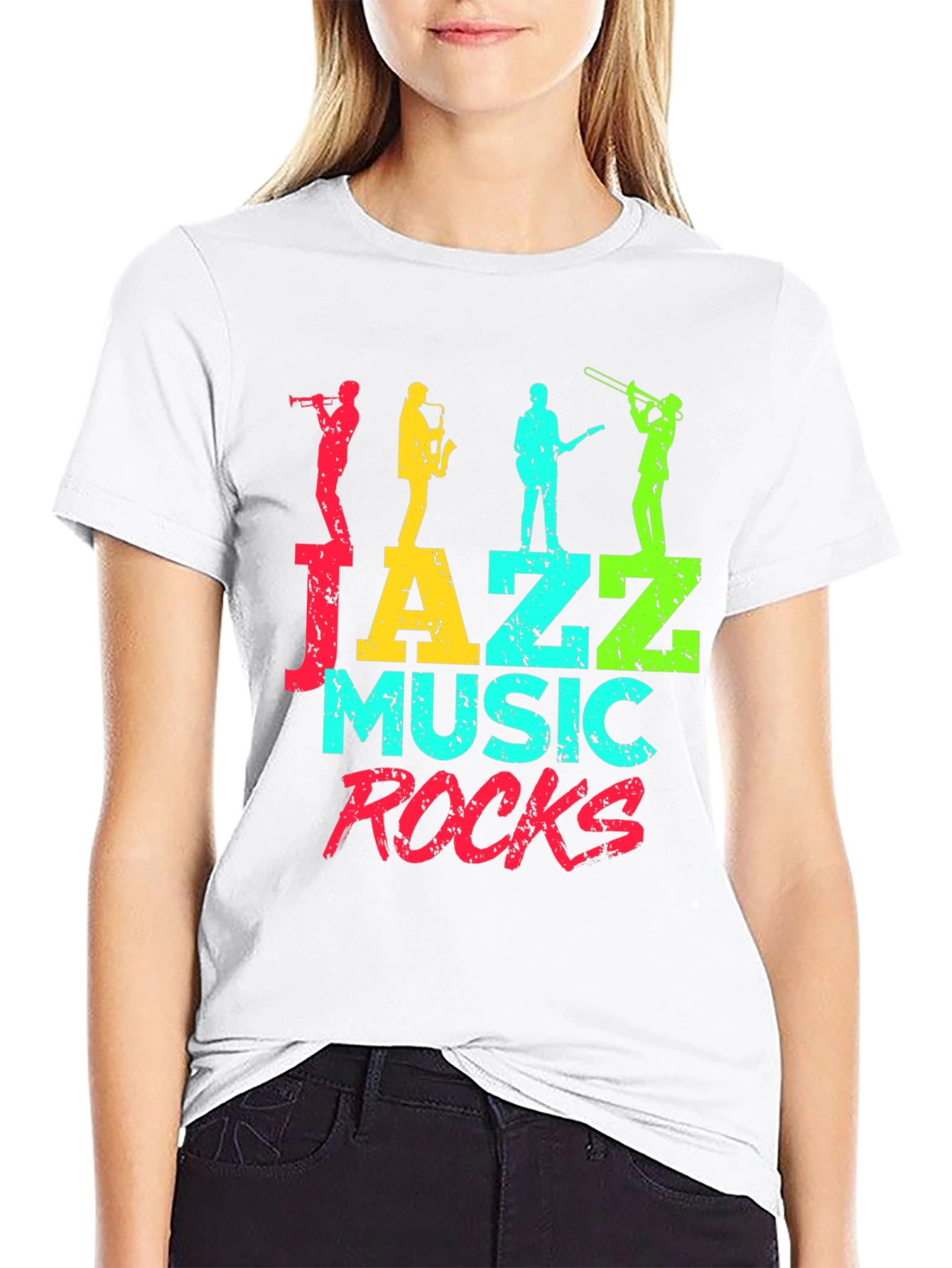 Jazz Music Rocks Graphic Tee - Black