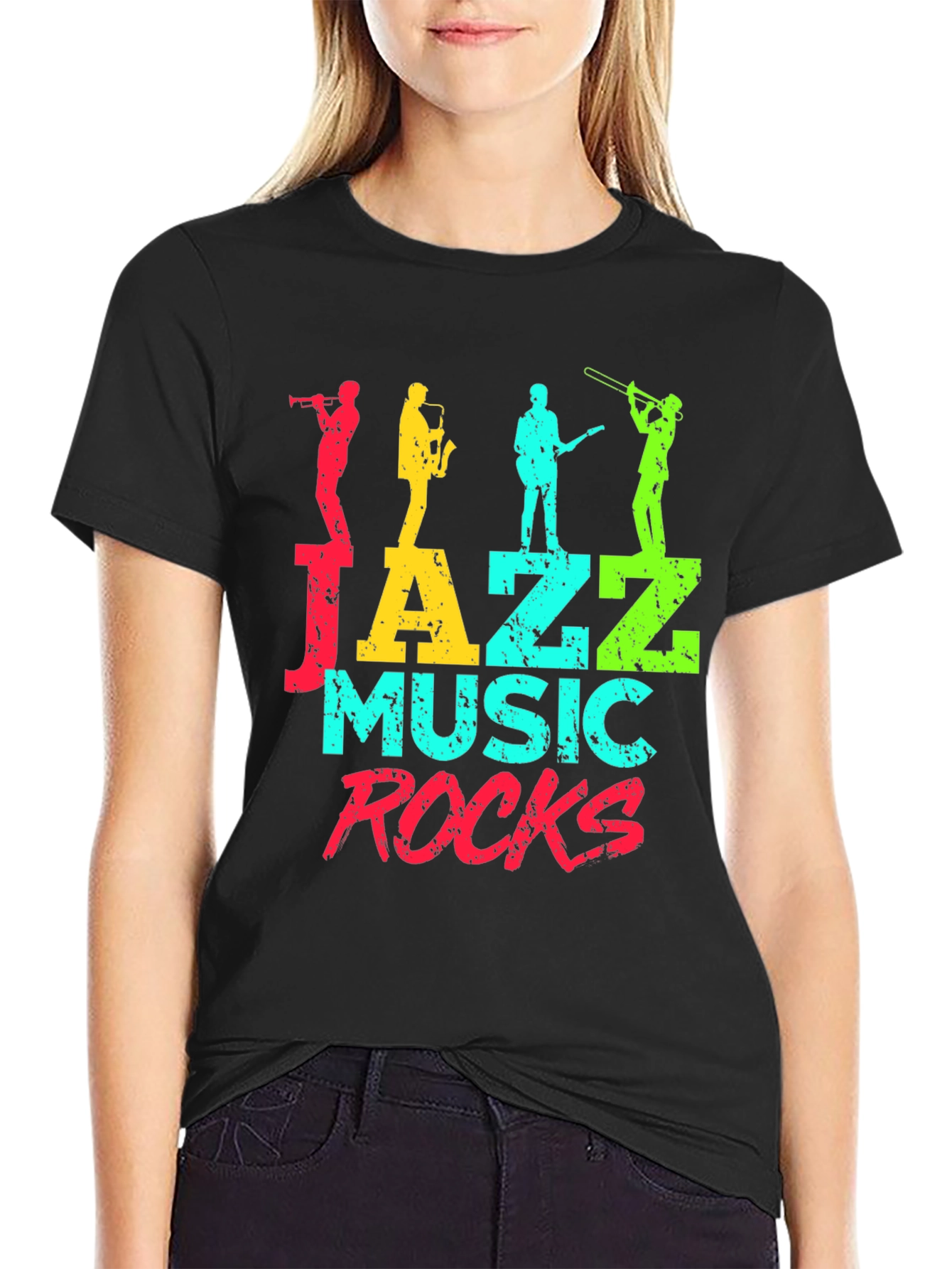 Jazz Music Rocks Graphic Tee - Black