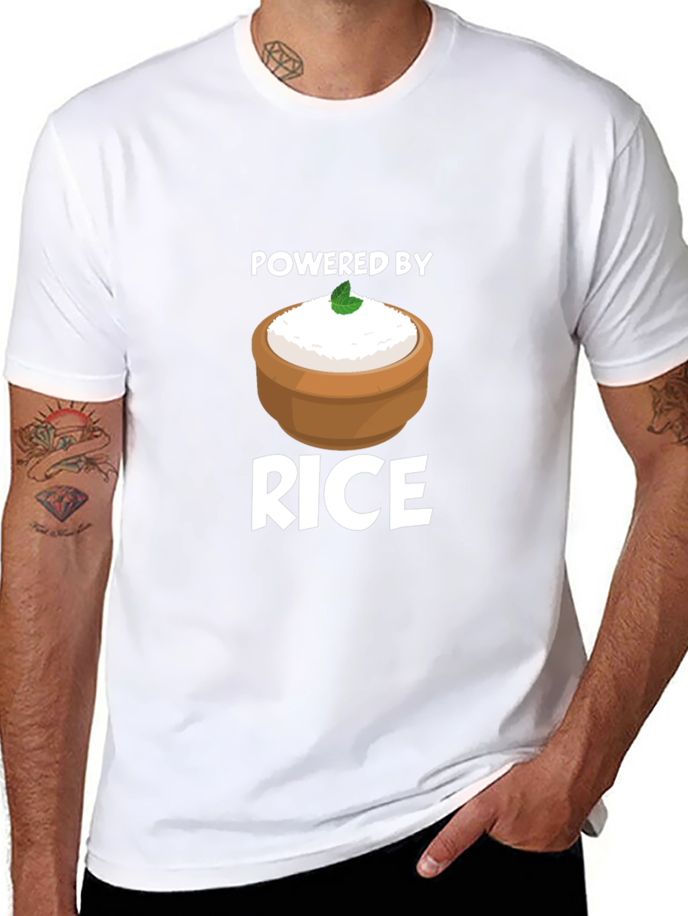 Powered by Rice T-Shirt - Funny Foodie Tee