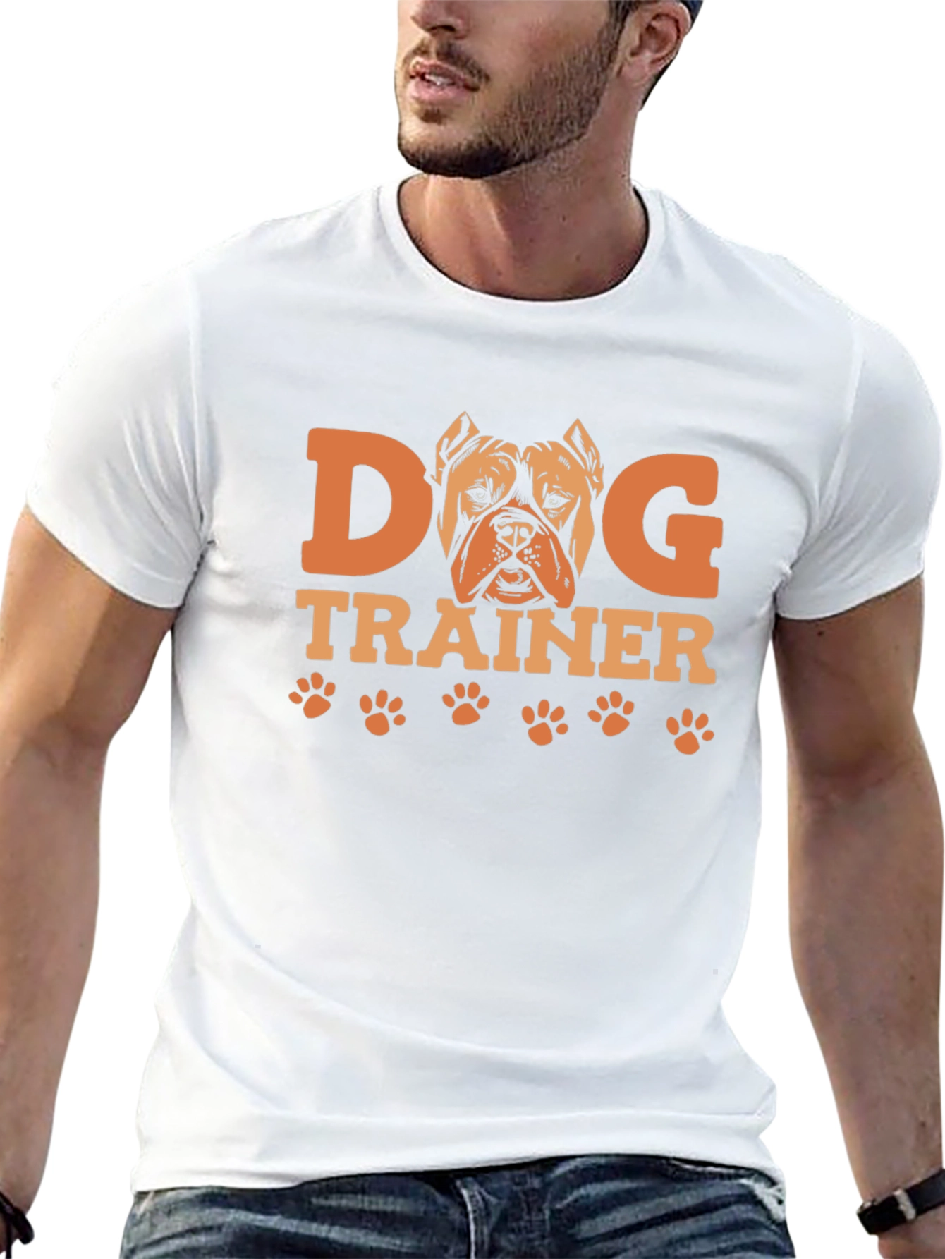 Dog Trainer Graphic Tee -  Pitbull Paw Print Design