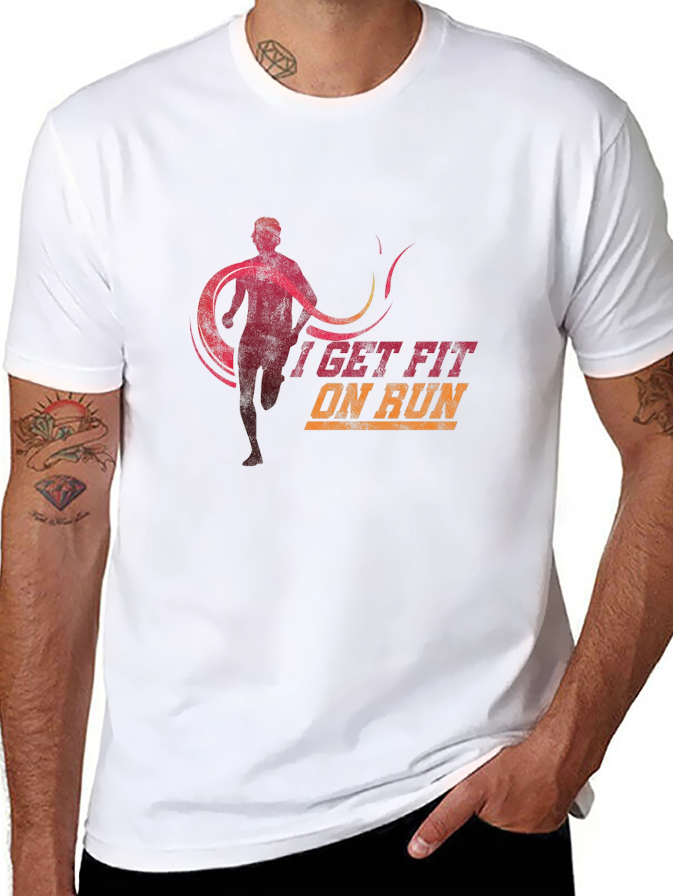 I Get Fit On Run Black Graphic Tee