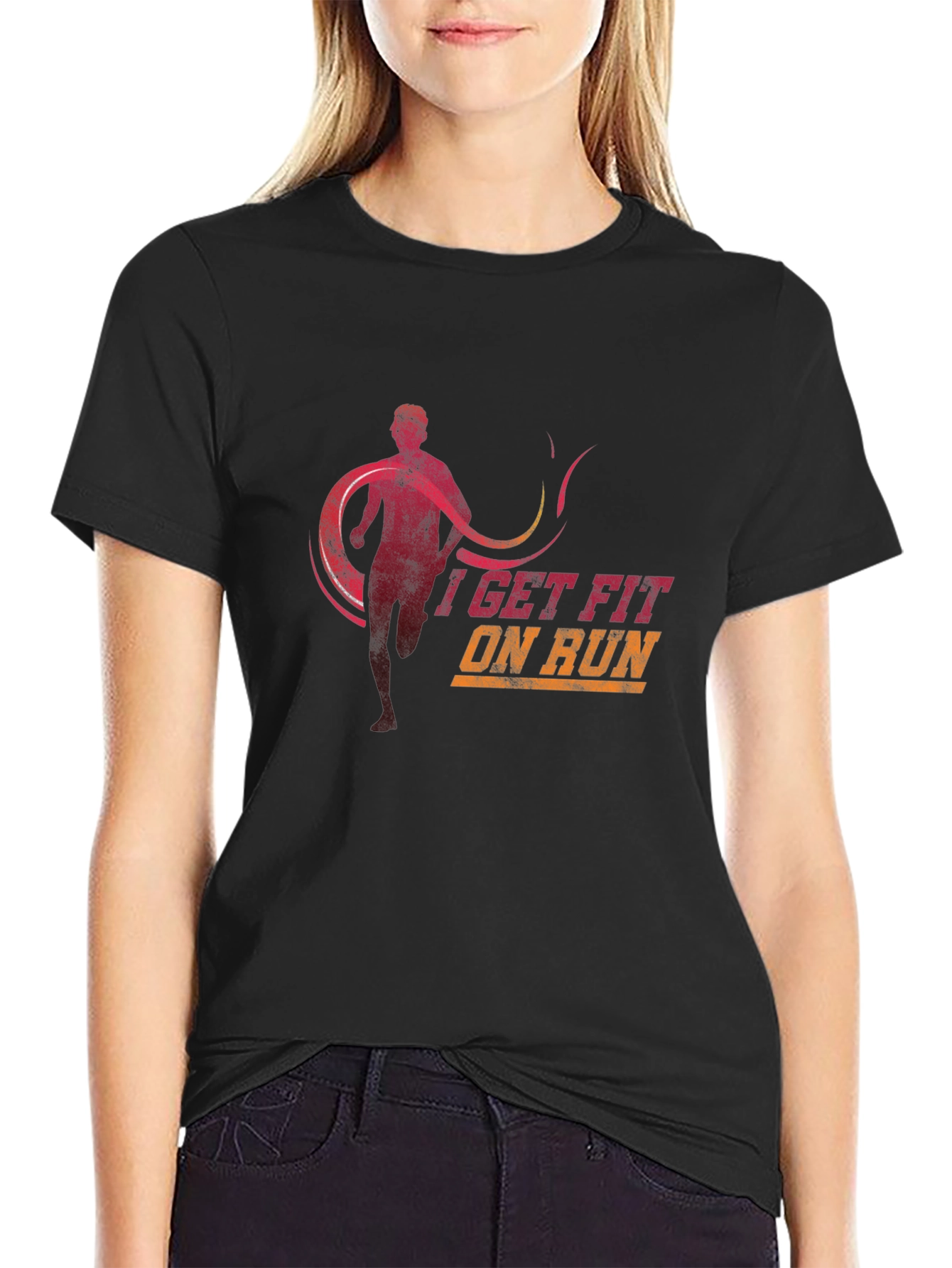 I Get Fit On Run Black Graphic Tee