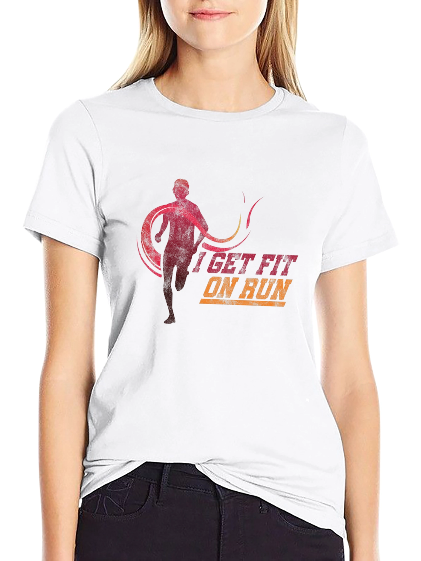 I Get Fit On Run Black Graphic Tee