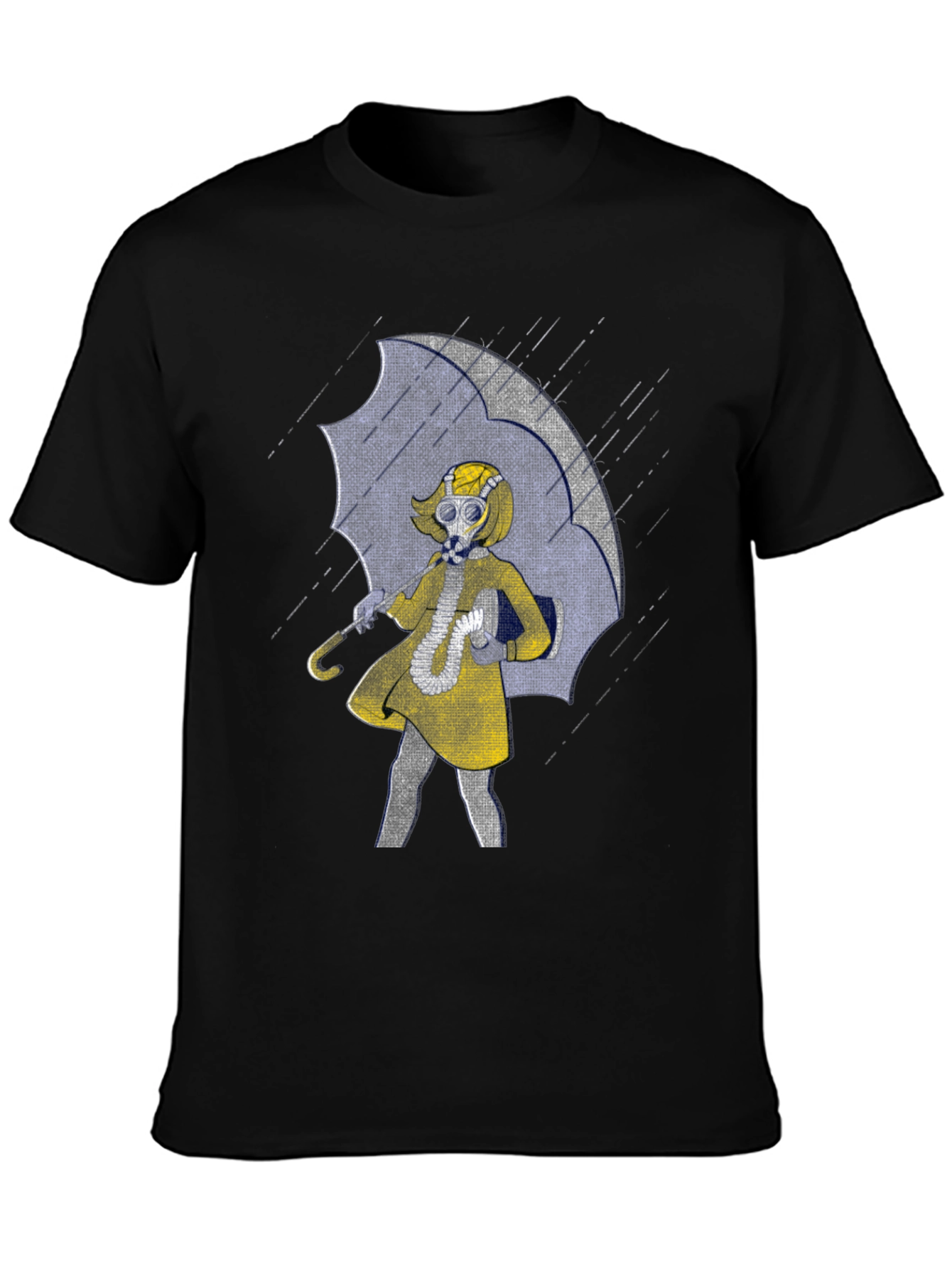 Gas Mask Girl Under Umbrella Graphic T-Shirt