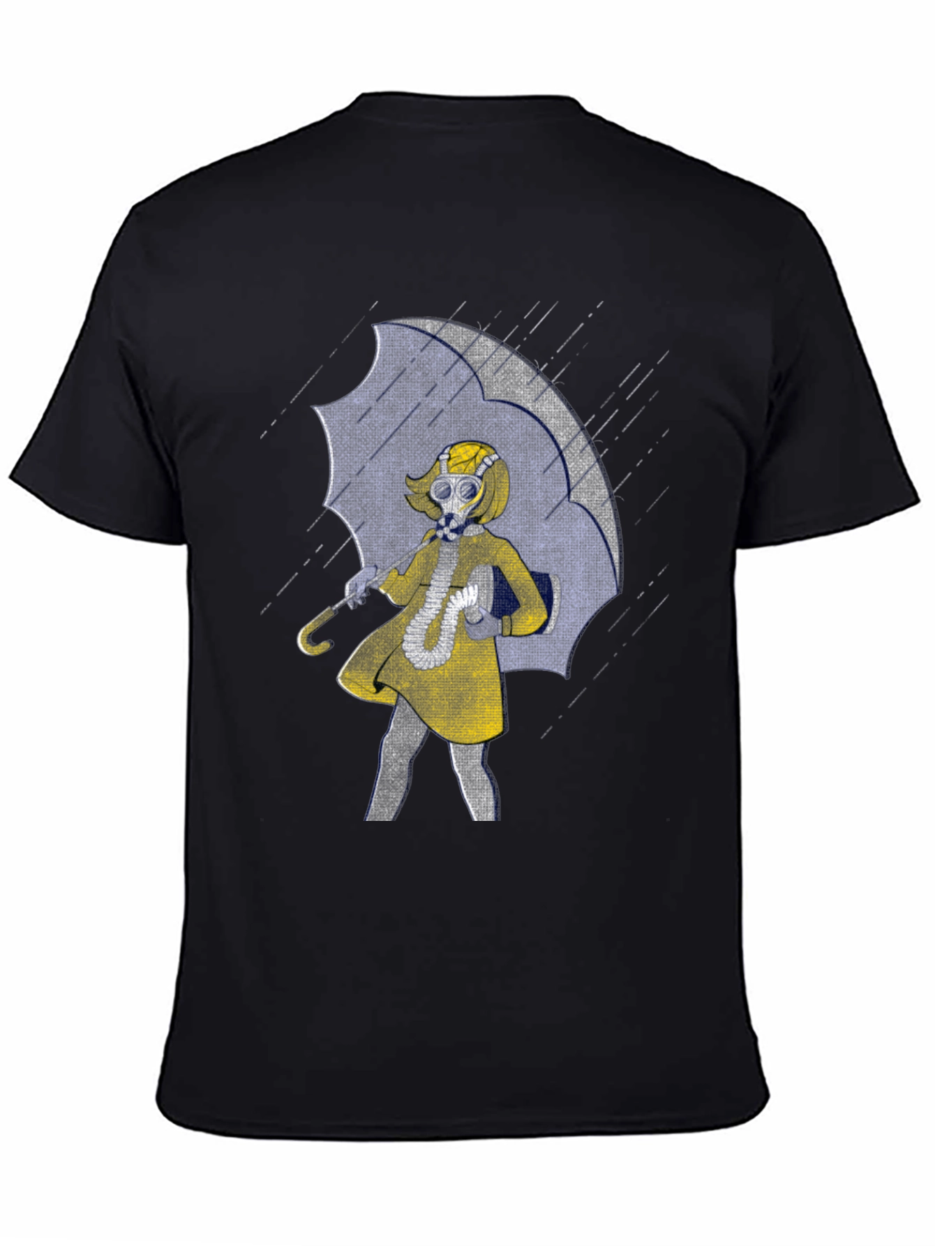 Gas Mask Girl Under Umbrella Graphic T-Shirt
