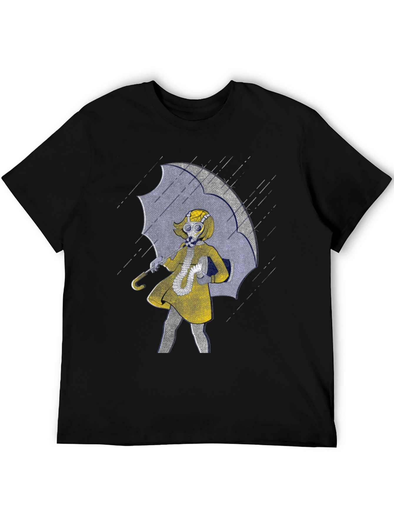 Gas Mask Girl Under Umbrella Graphic T-Shirt