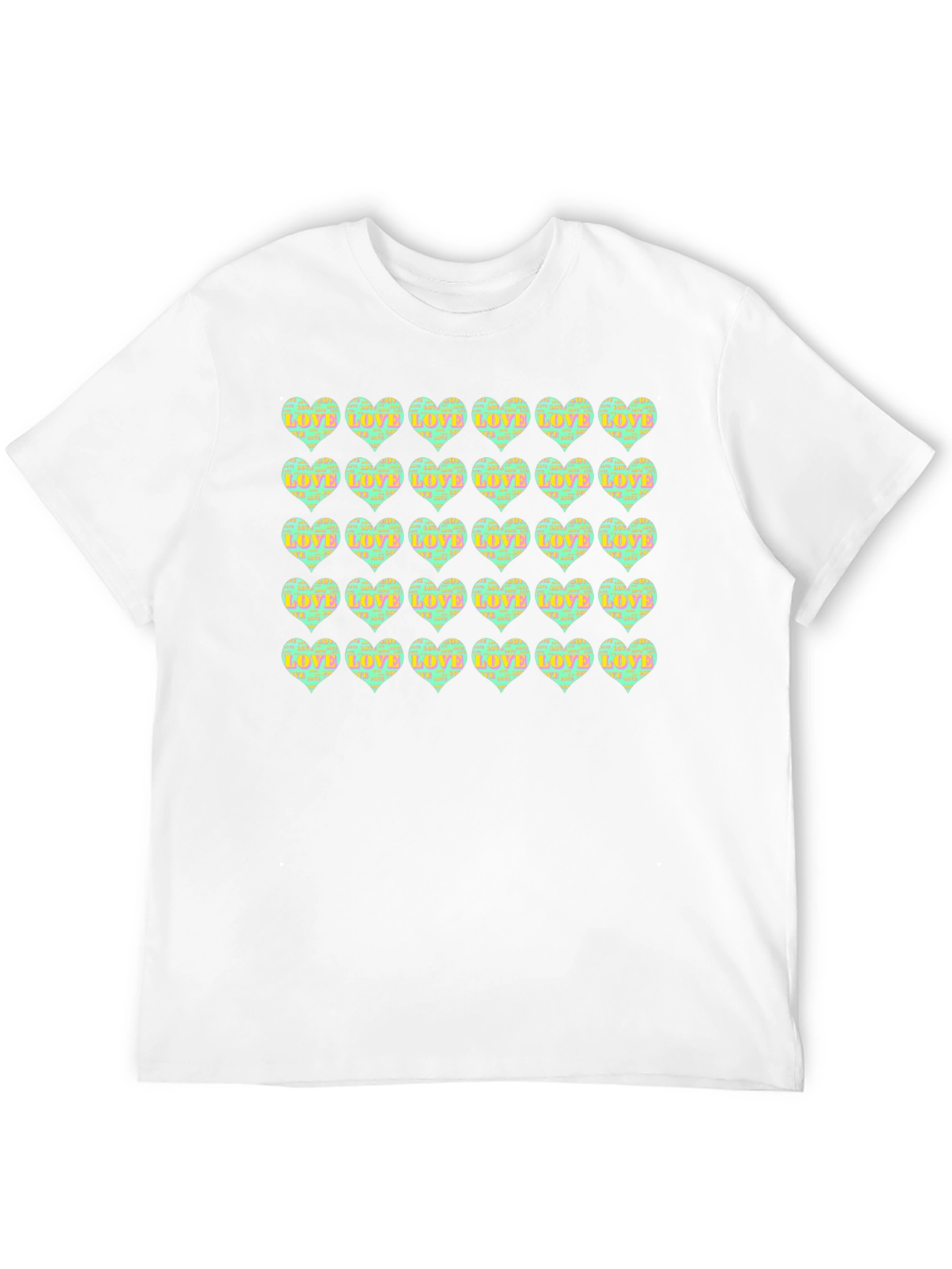 Love Hearts Pattern Black T-Shirt