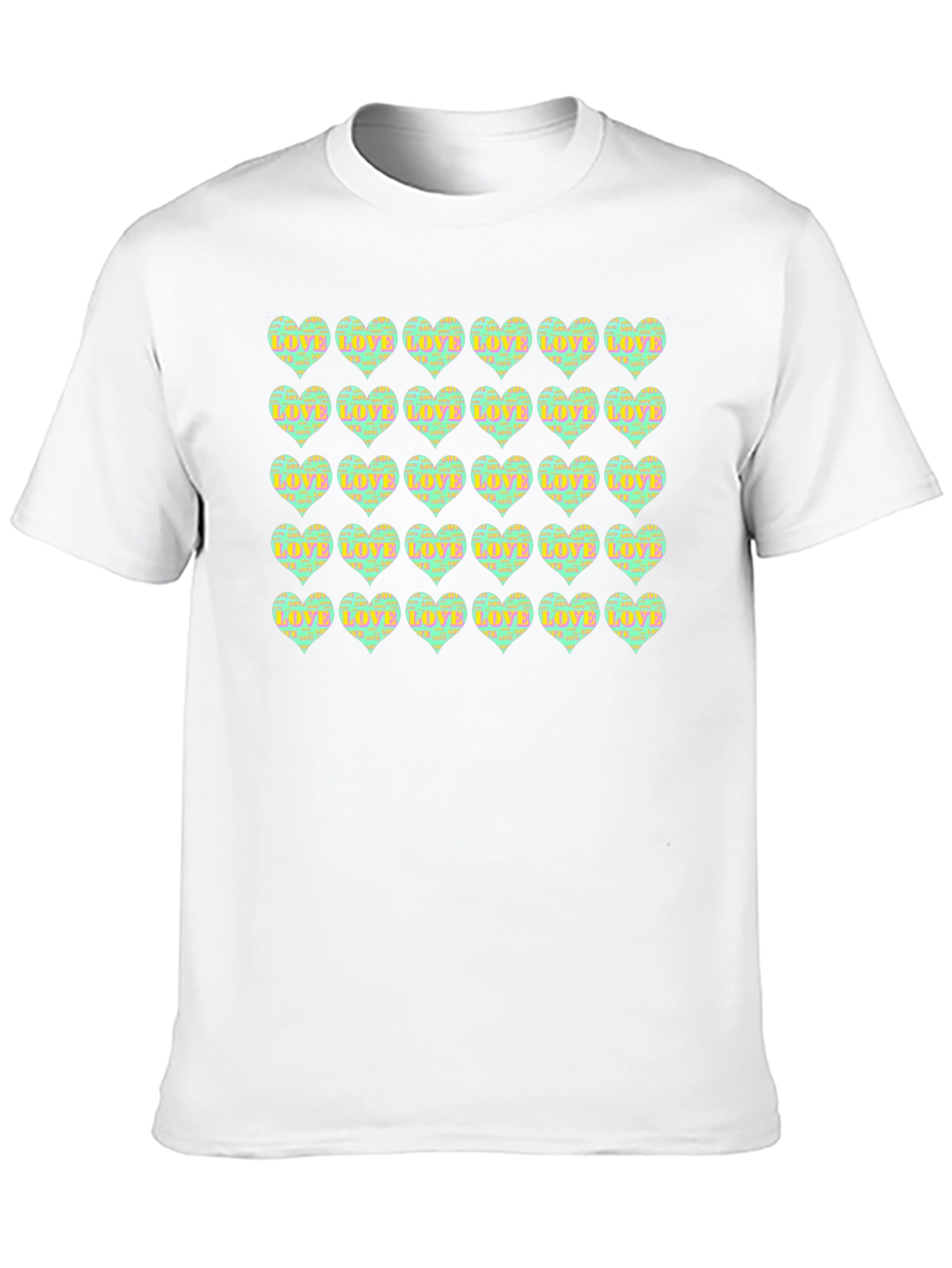 Love Hearts Pattern Black T-Shirt
