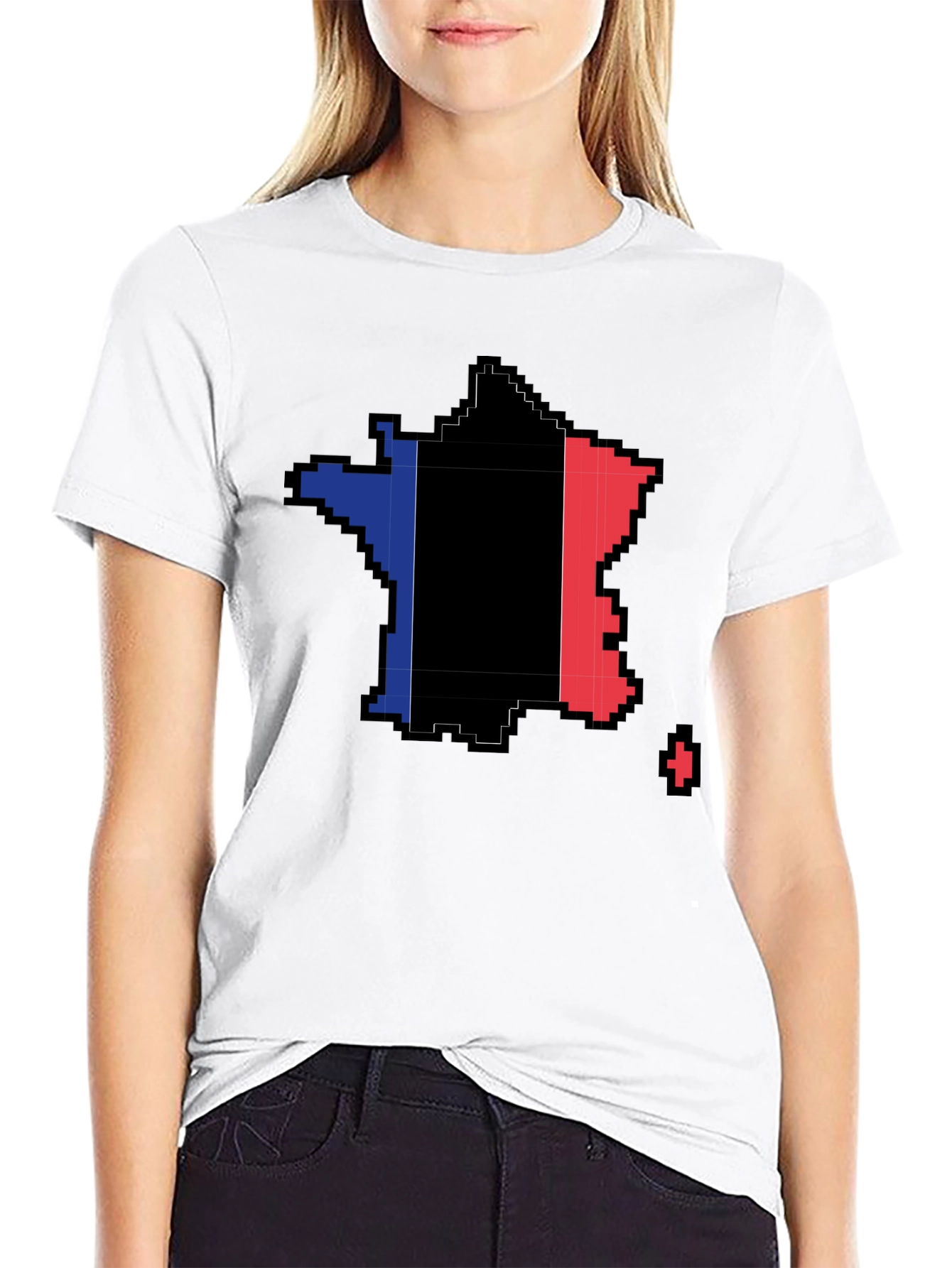 Pixel France Flag T-Shirt - Retro Gaming Style