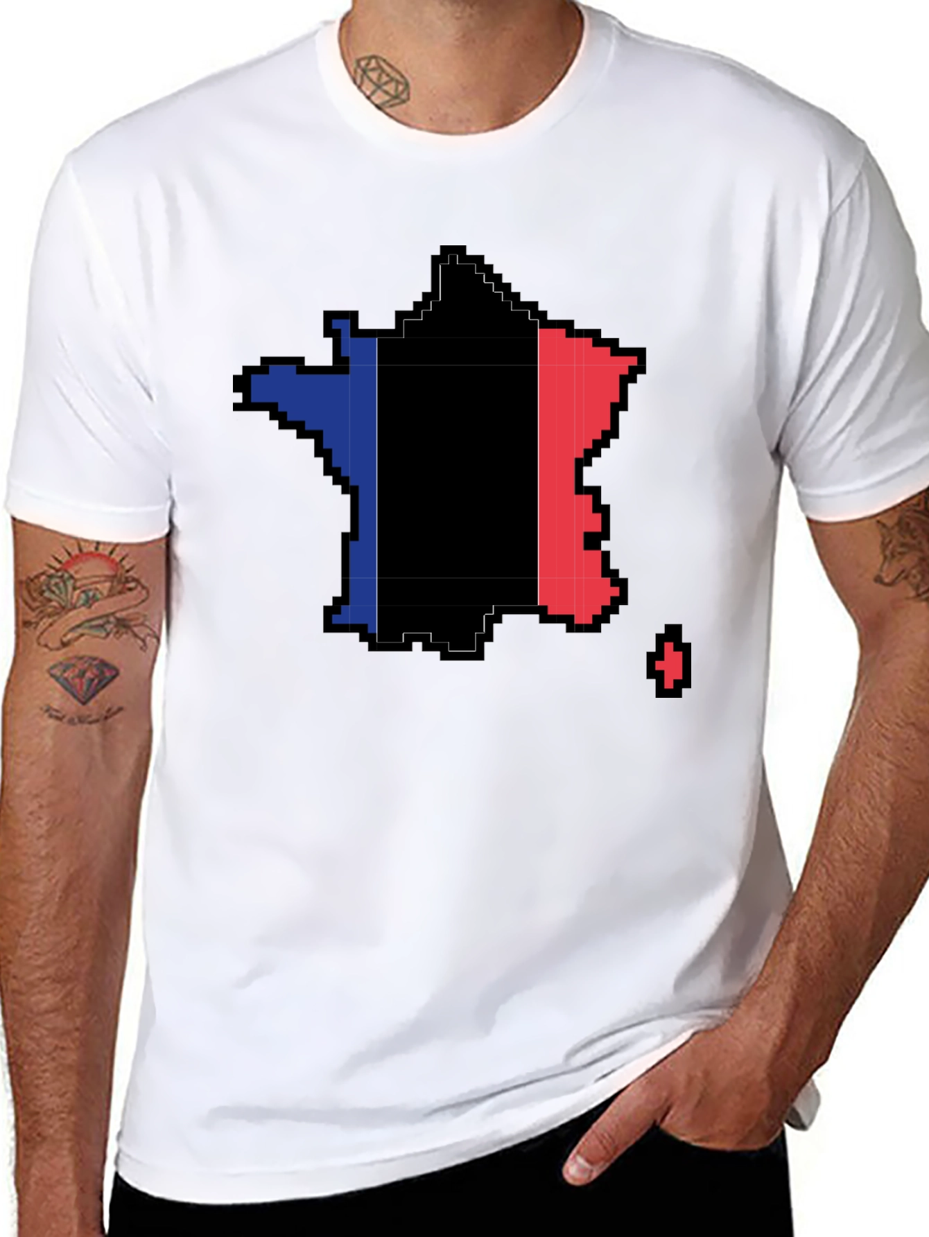 Pixel France Flag T-Shirt - Retro Gaming Style