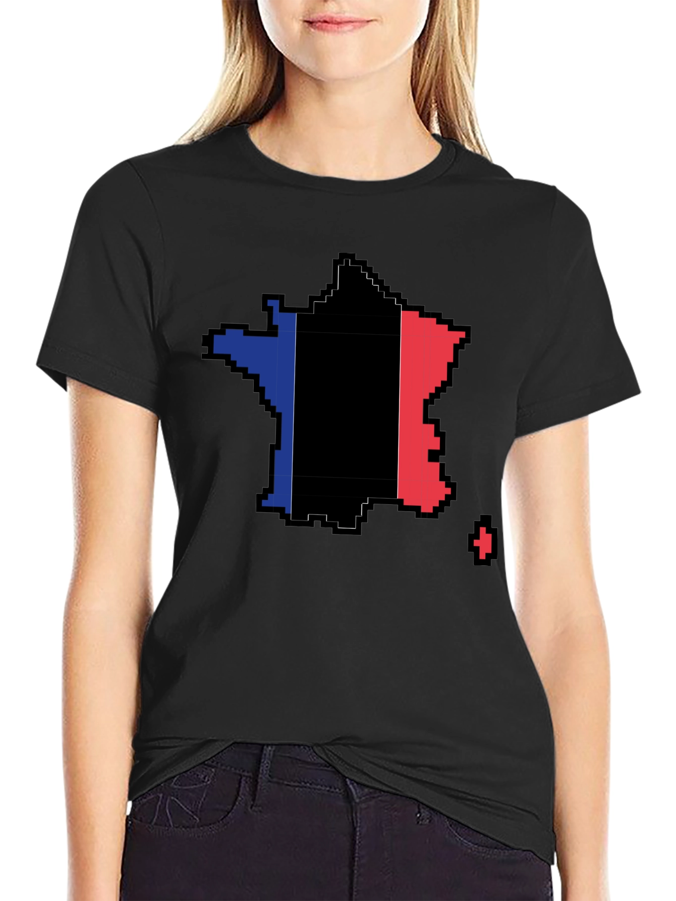 Pixel France Flag T-Shirt - Retro Gaming Style